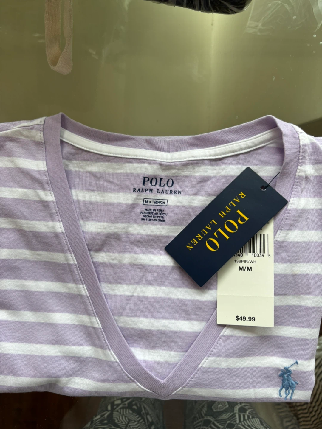 Ralph Lauren Polo T-Shirt - Purple/White Stripe, Size M - photo 3