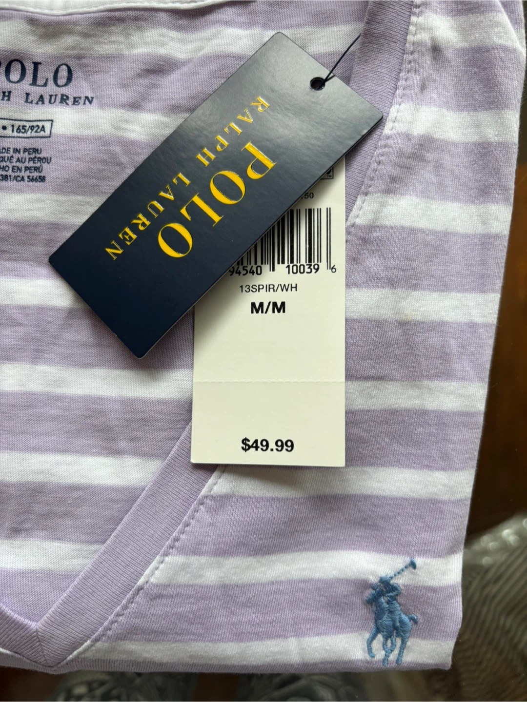 Ralph Lauren Polo T-Shirt - Purple/White Stripe, Size M - photo 2