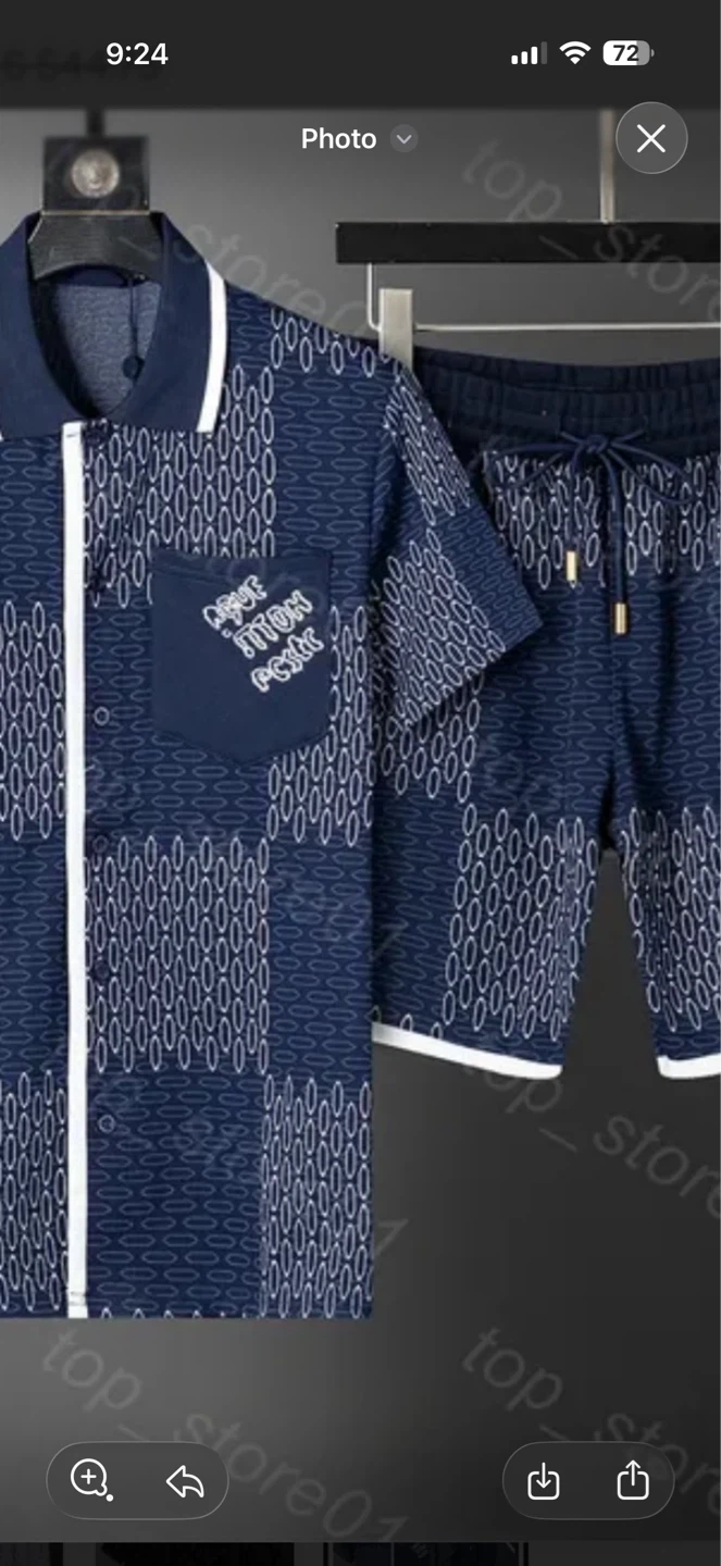 Men's Louis Vuitton Patterned Shirt and Shorts Set