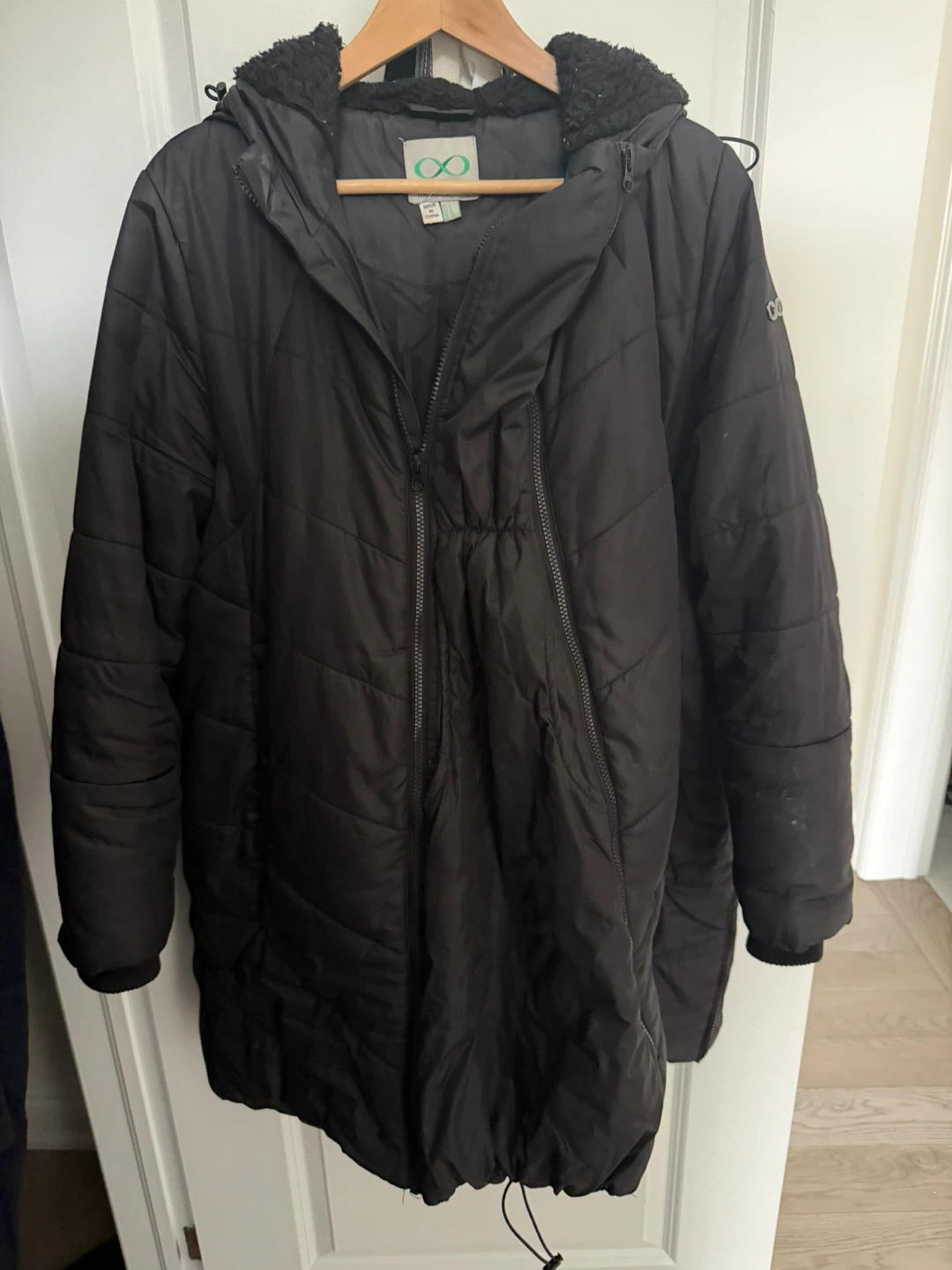 Modern Eternity Black Maternity Puffer Coat