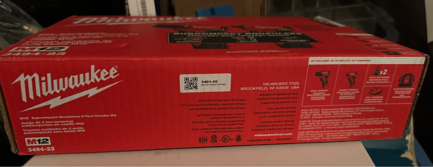 Milwaukee M12 Subcompact Brushless 2-Tool Combo Kit 3494-22 - photo 2