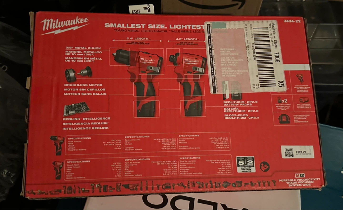 Milwaukee M12 Subcompact Brushless 2-Tool Combo Kit 3494-22 - photo 3