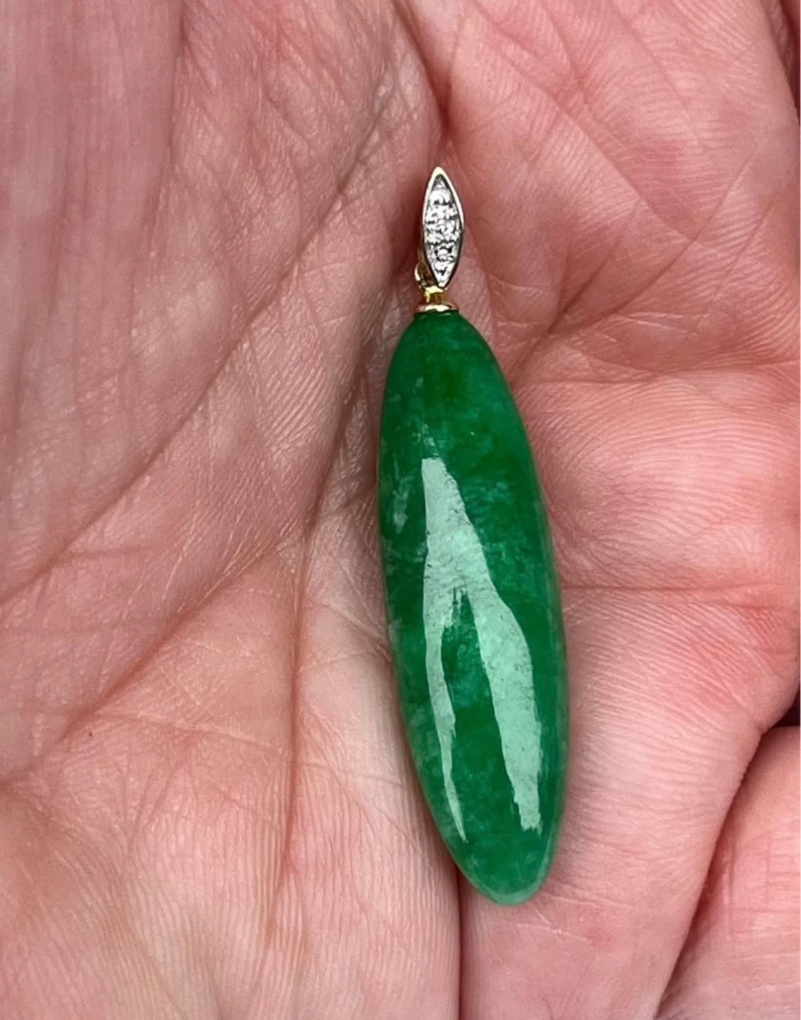 14K Yellow Gold Jade Hoop Earrings & Gold Jade Pendant - photo 2
