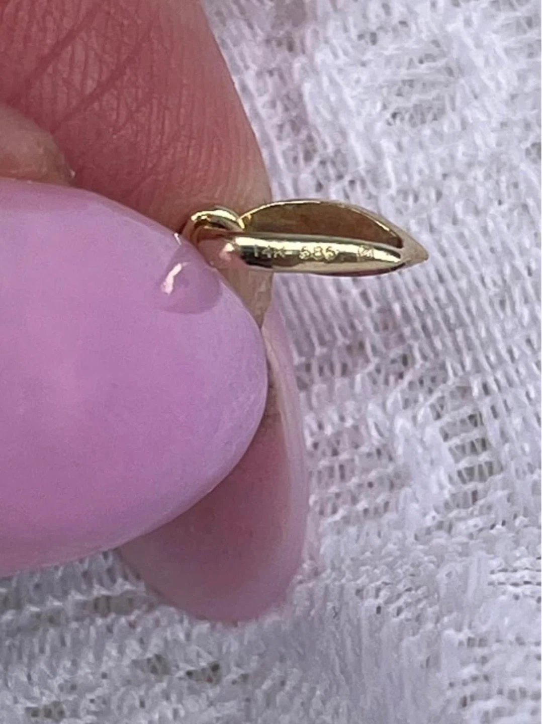14K Yellow Gold Jade Hoop Earrings & Gold Jade Pendant - photo 3