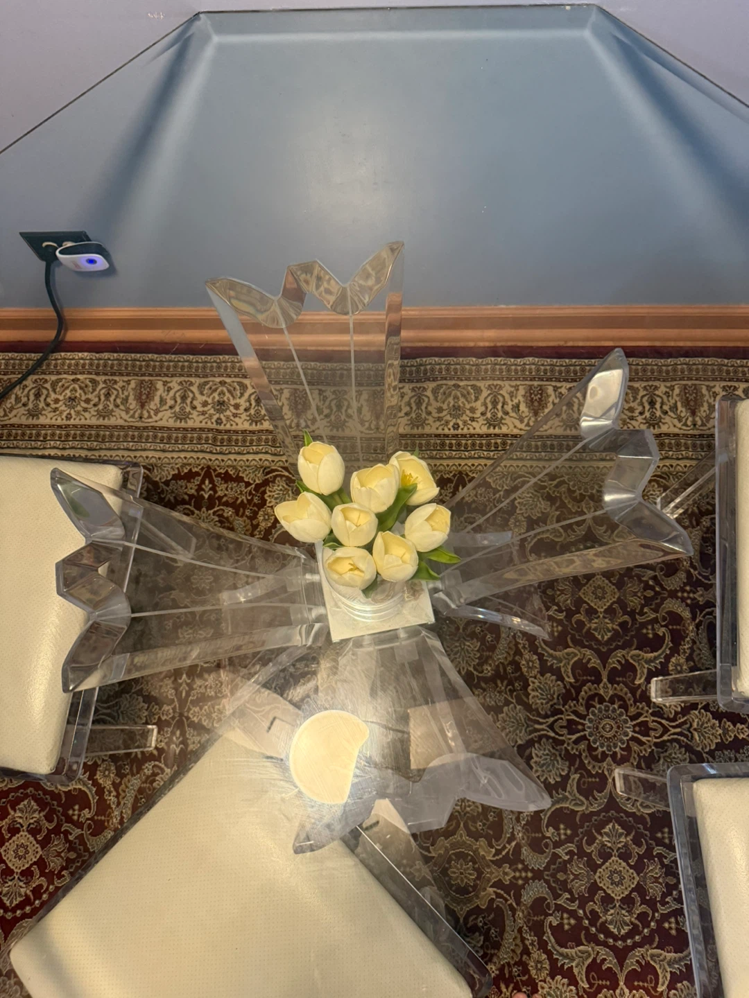 Glass and Acrylic Dining Table with 4 Chairs - photo 4