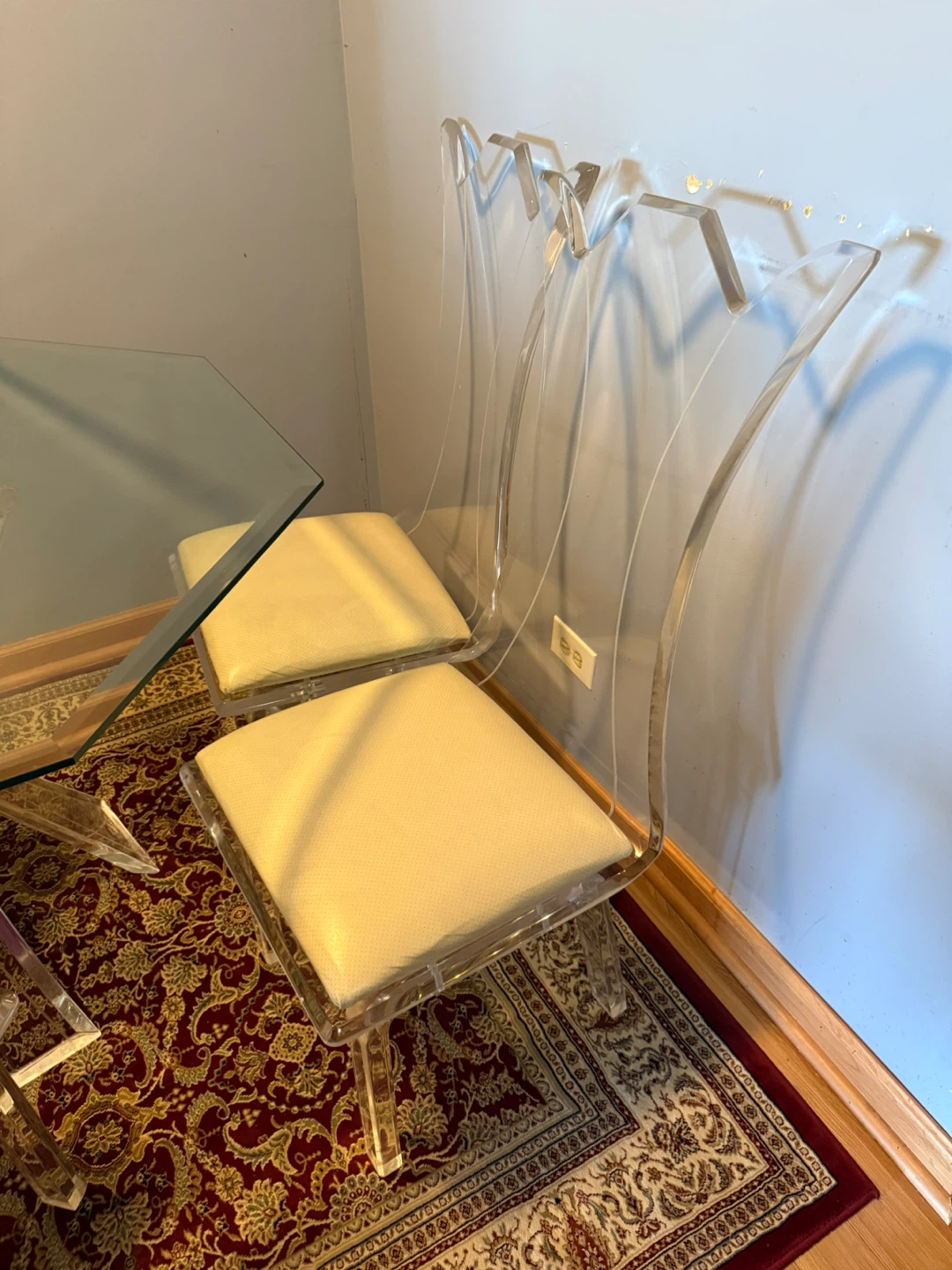 Glass and Acrylic Dining Table with 4 Chairs - photo 3