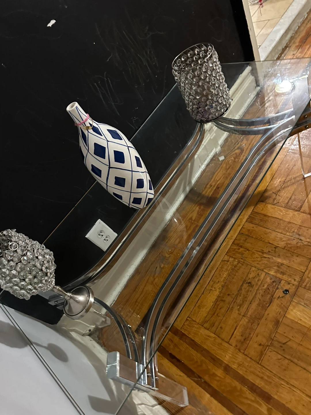 Glass and Chrome Coffee Table NO INCLUYE LOS JARROS - photo 3