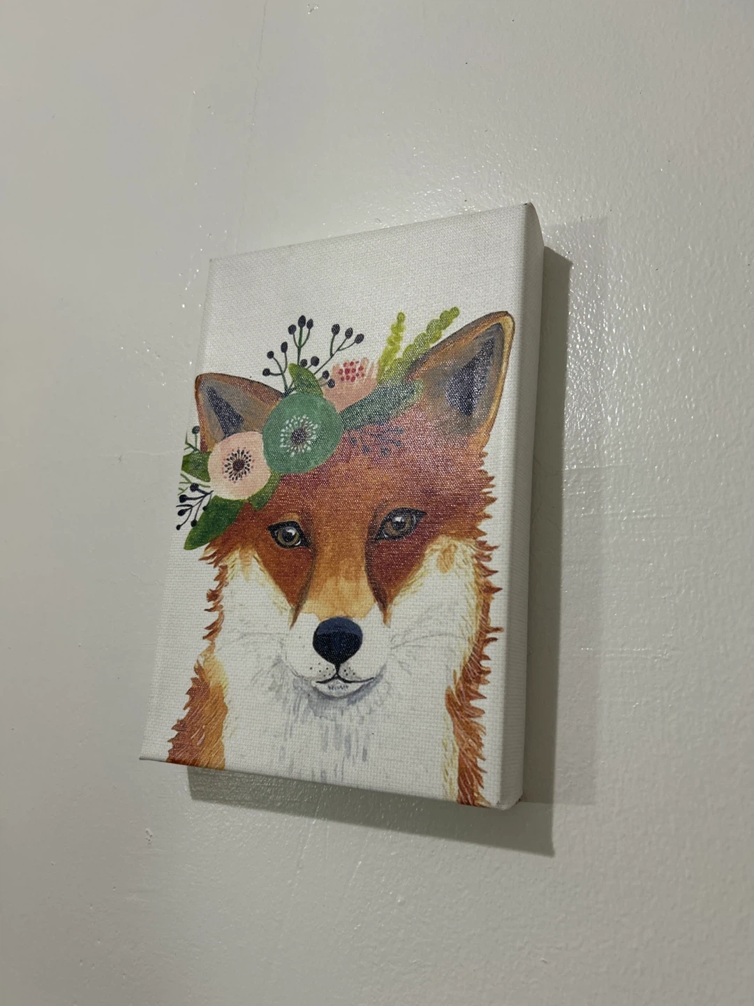 8x12 Fox with Flowers Canvas Print
