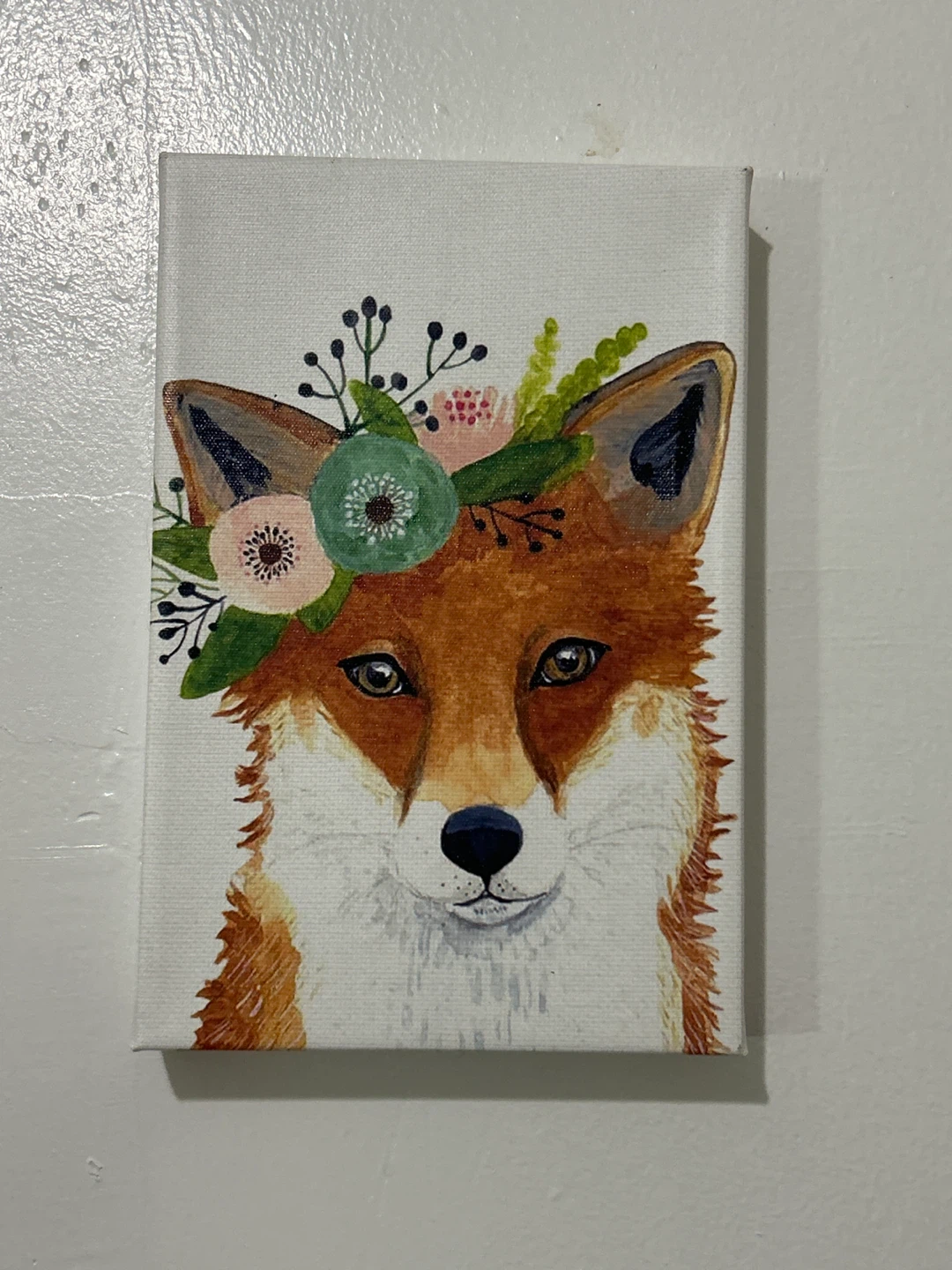 8x12 Fox with Flowers Canvas Print - photo 2
