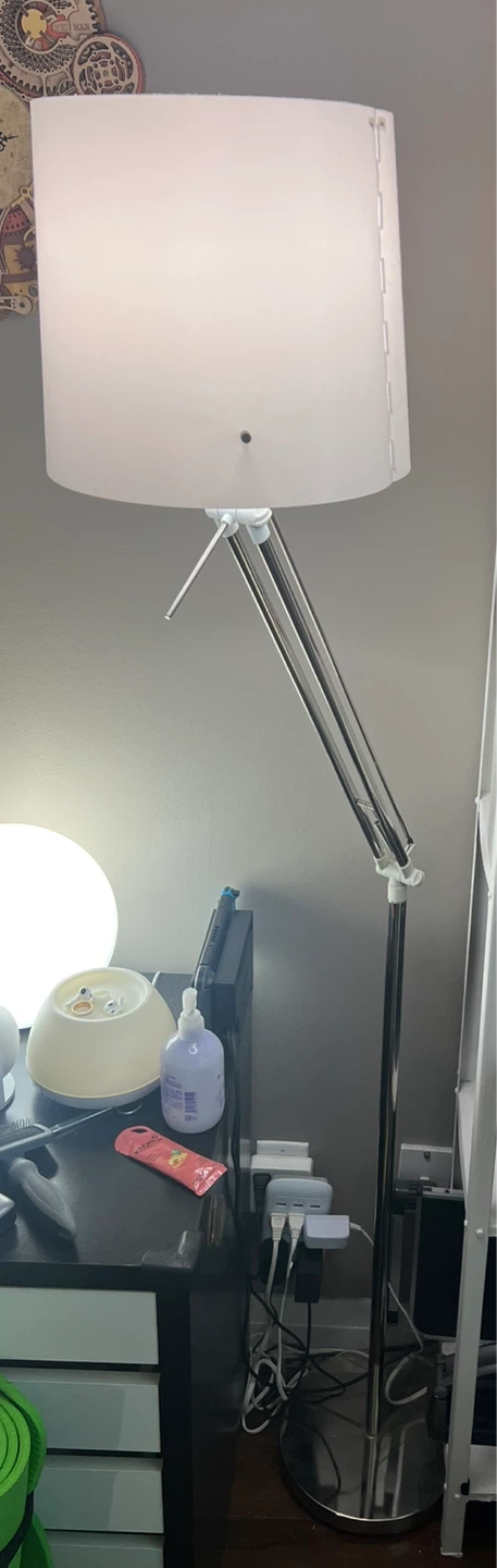 Adjustable Floor Lamp - Silver Metal