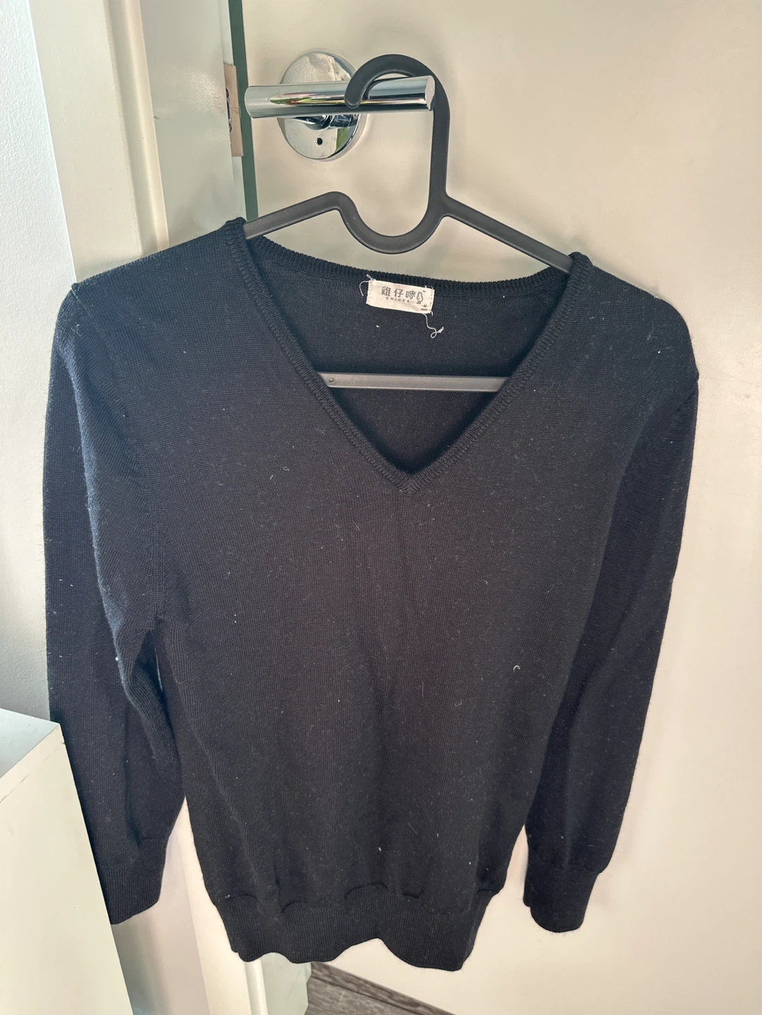 Chicks Black V-Neck Sweater - Medium