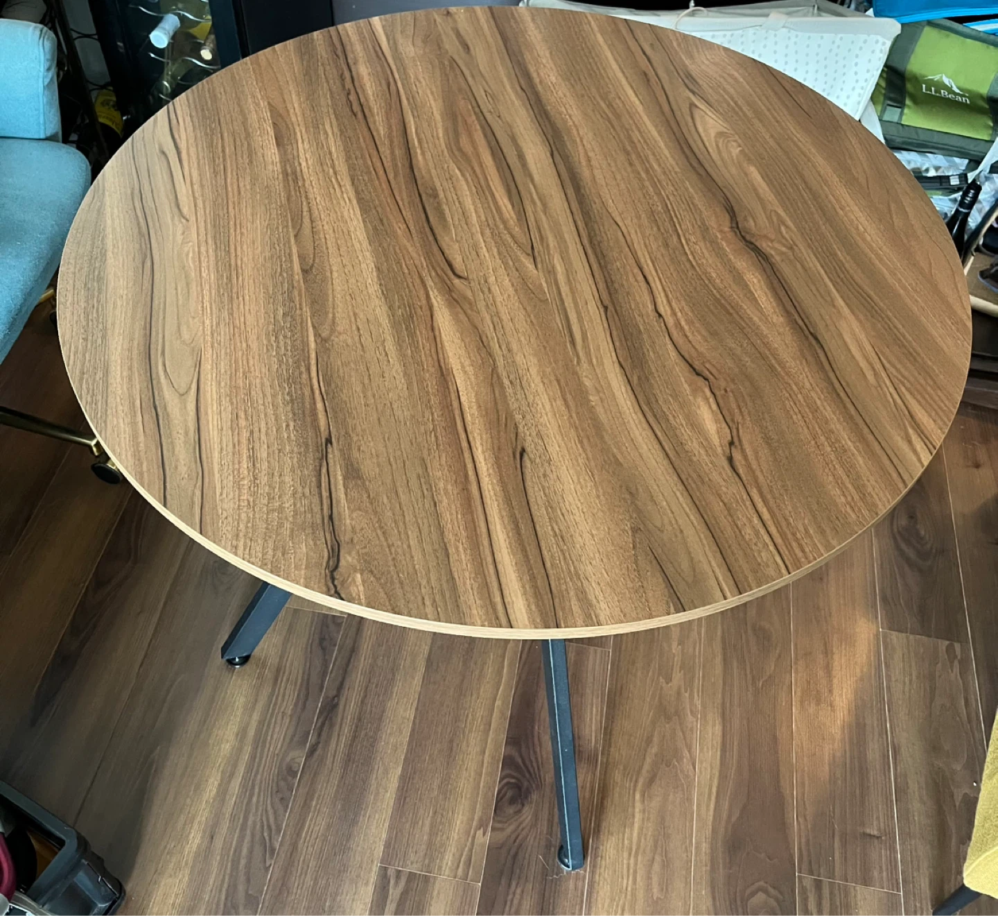 Round Wood Dining Table with Black Metal Legs - photo 2