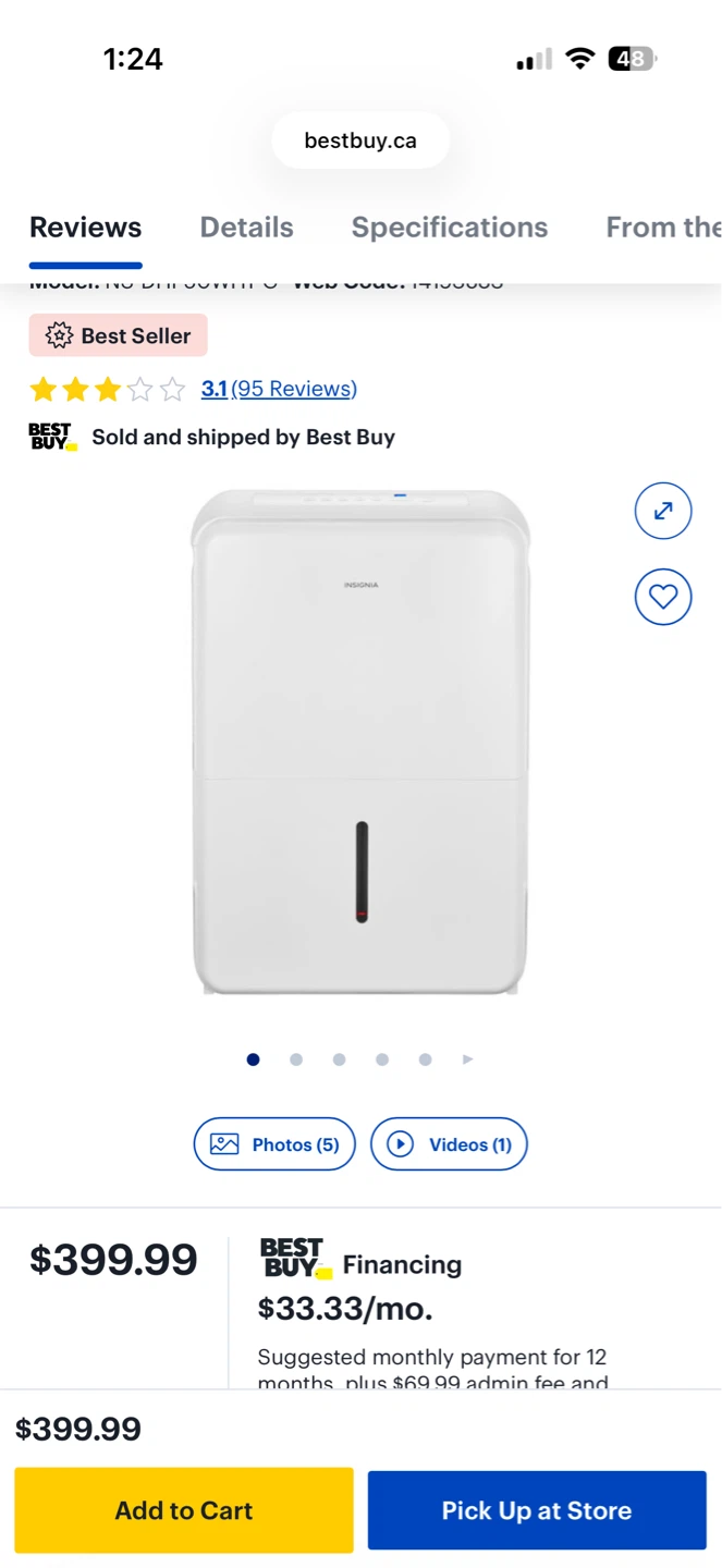 Insignia 50-Pint Dehumidifier with Pump - photo 4