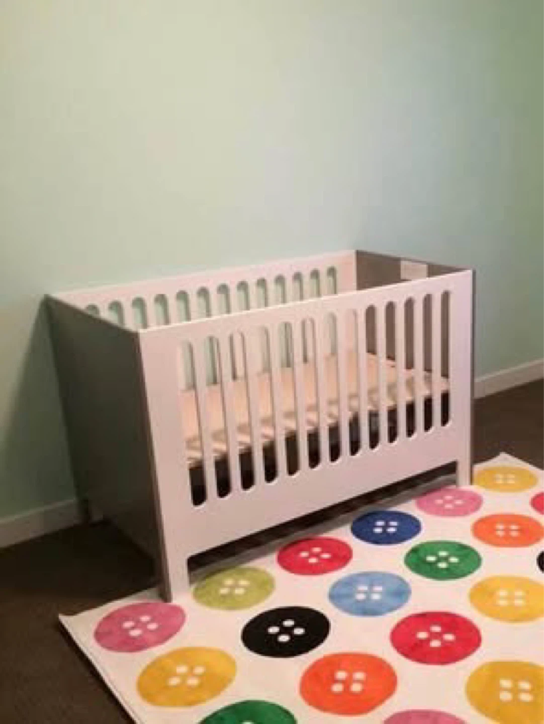White & Grey Baby Crib