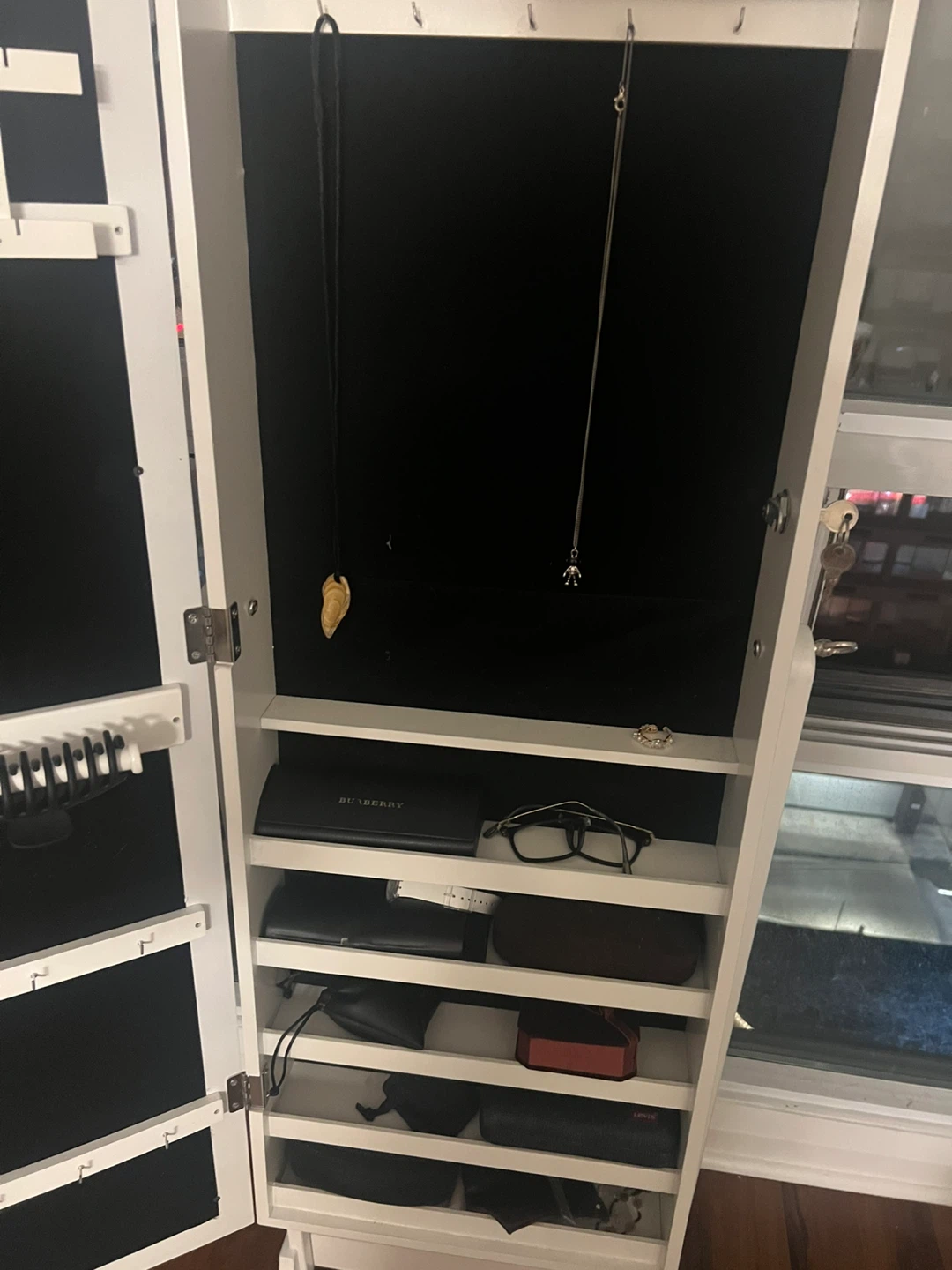 White Standing Jewelry Armoire with Mirror - photo 5