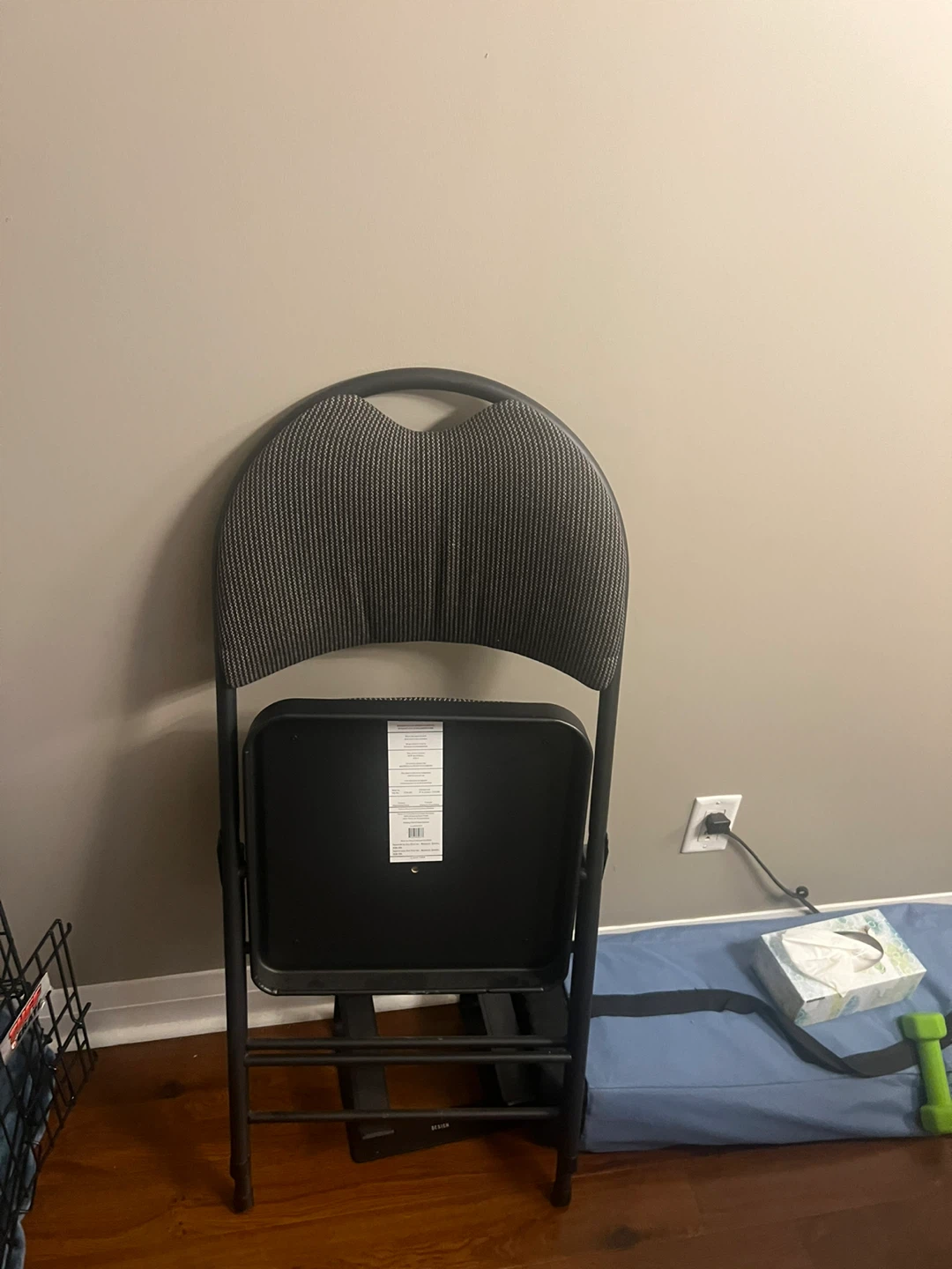 Grey Striped Padded Folding Chair - photo 2