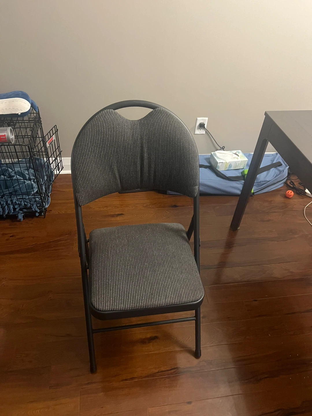 Grey Striped Padded Folding Chair