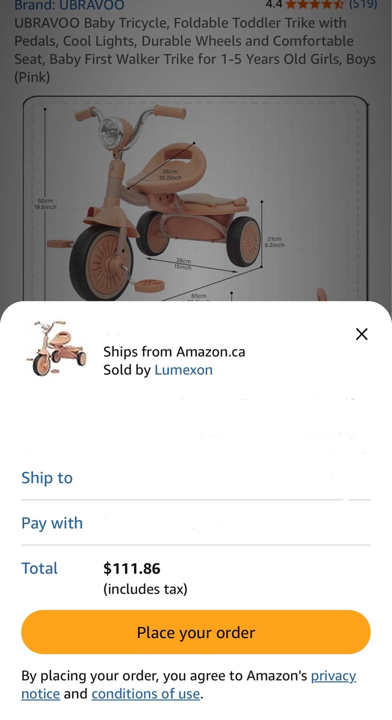 UBRAVOO Baby Tricycle - Pink Foldable Toddler Trike - photo 2
