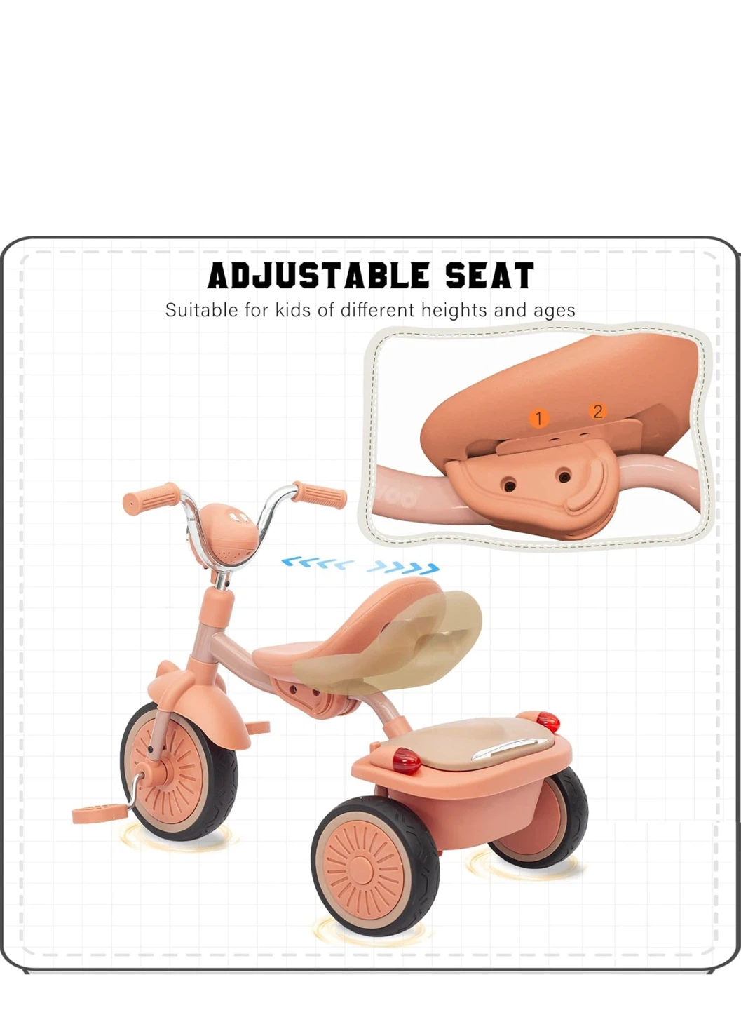 UBRAVOO Baby Tricycle - Pink Foldable Toddler Trike - photo 4