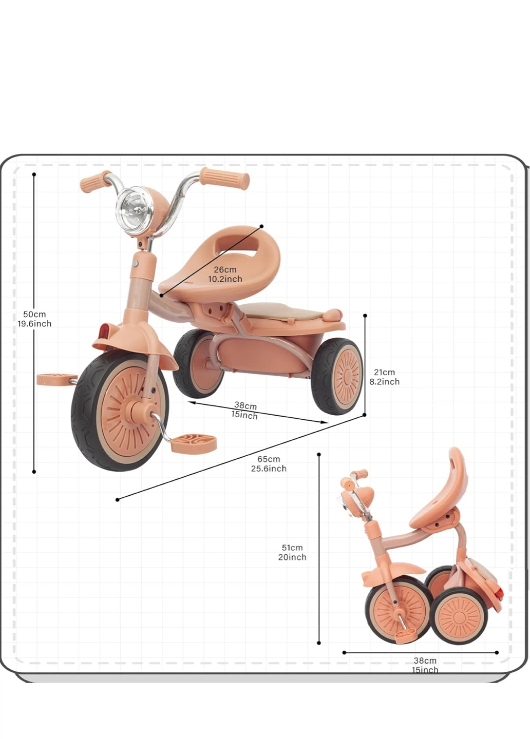 UBRAVOO Baby Tricycle - Pink Foldable Toddler Trike - photo 5