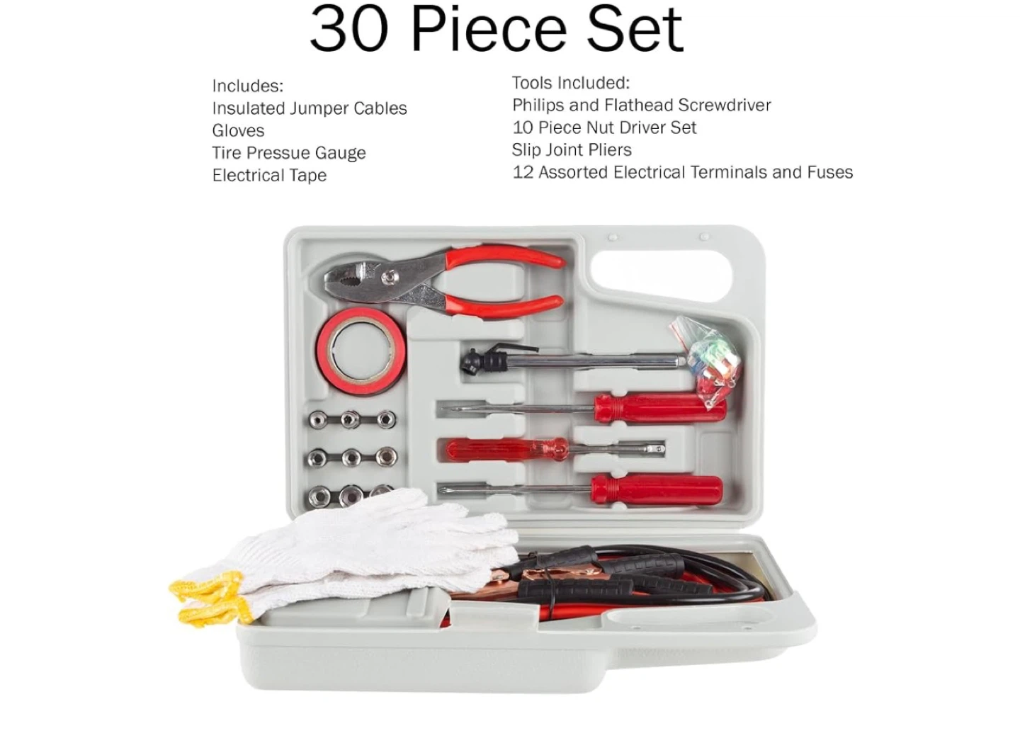 Brand New 30-Piece Emergency Car Tool Kit w/ Jumper Cables - photo 3