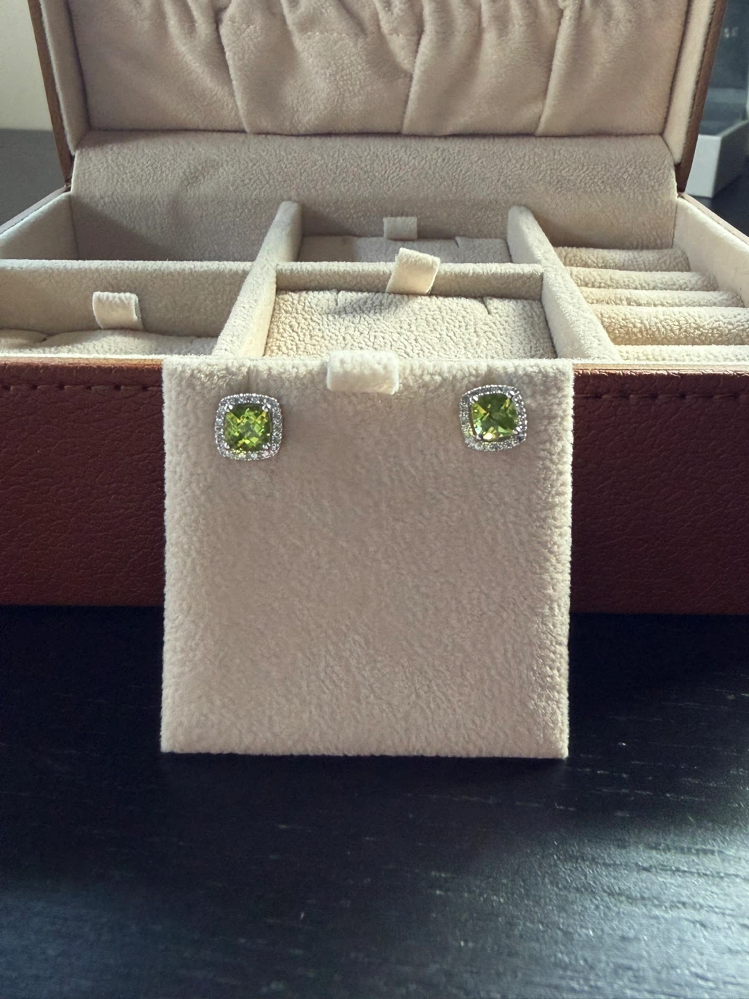 Peridot, Diamond, and 14k white gold earrings - photo 2