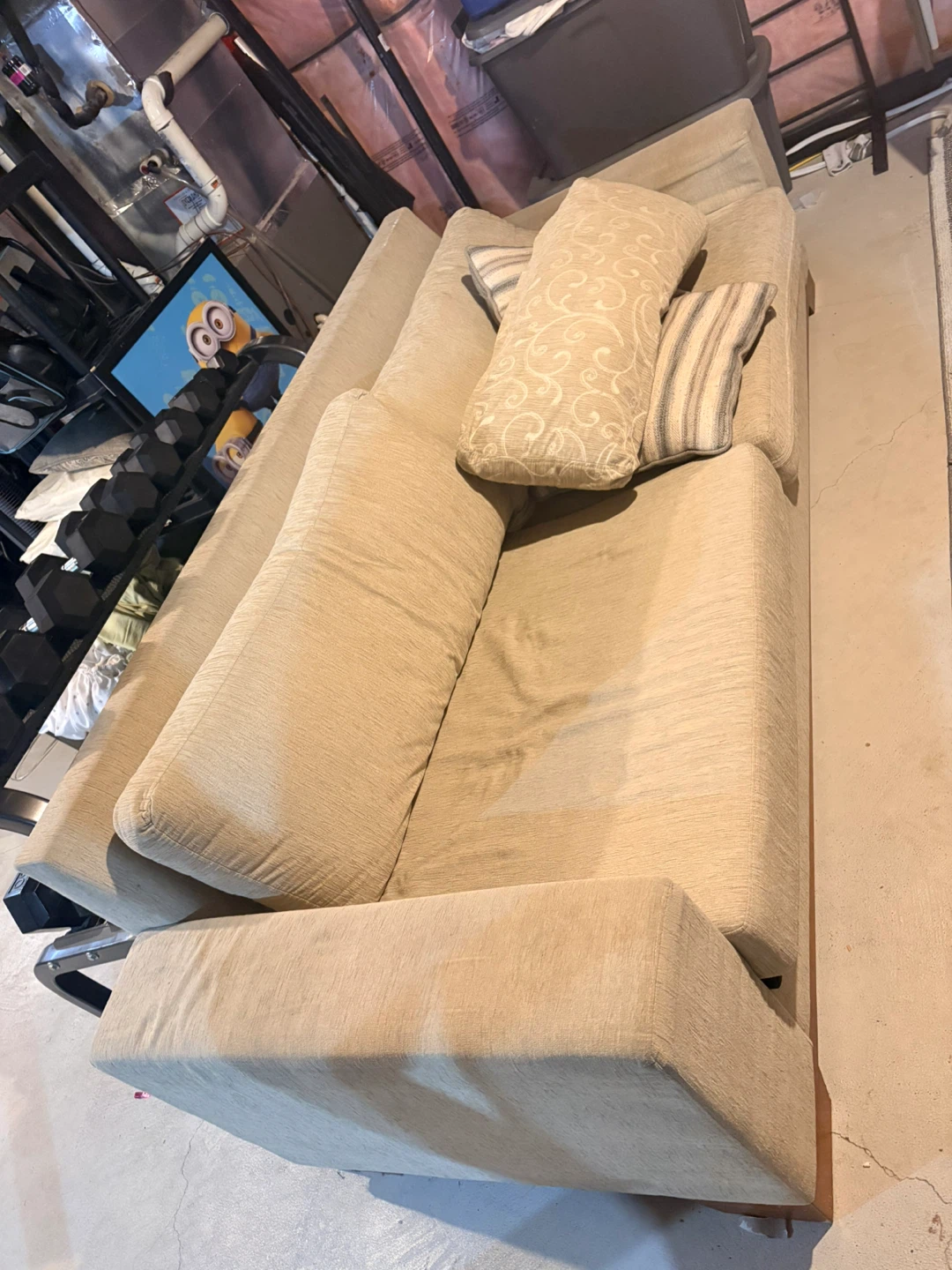 Beige Sofa with Pillows