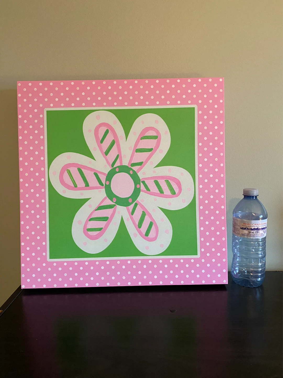 Pink and Green Flower Canvas Wall Art