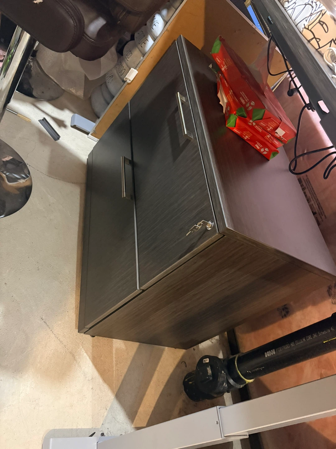 Dark Wood Filing Cabinet with Lock