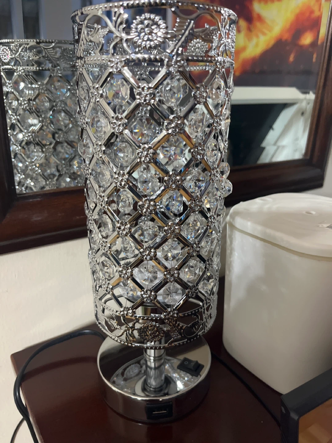🌱 Silver Crystal Table Lamps (Pair)