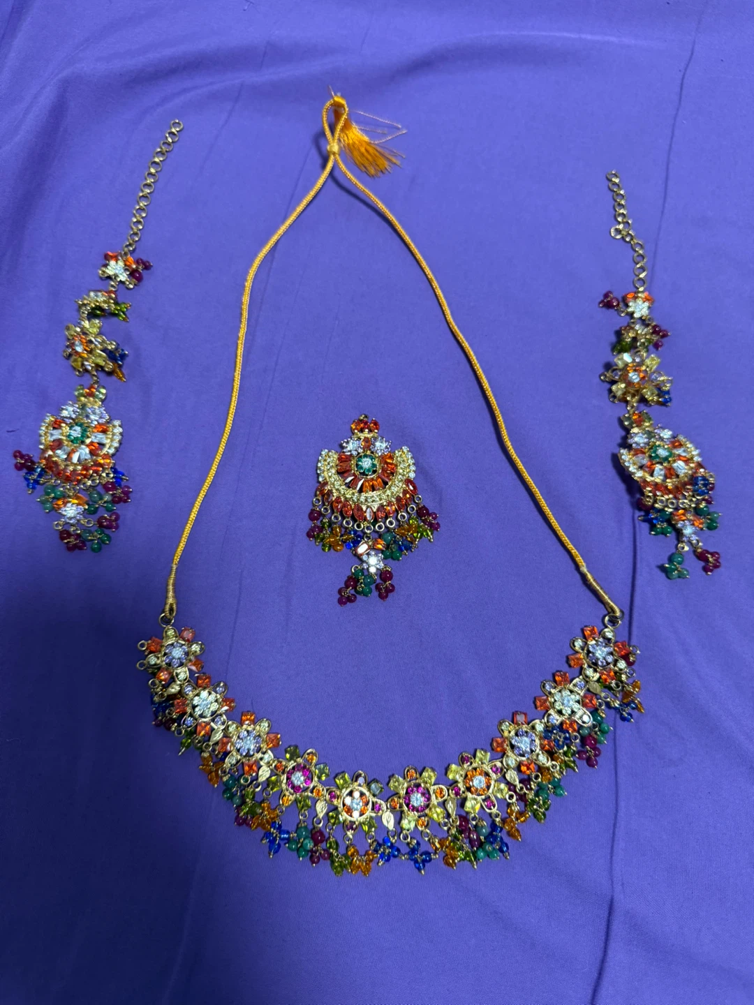 Multi-coloured Necklace Set with Earrings