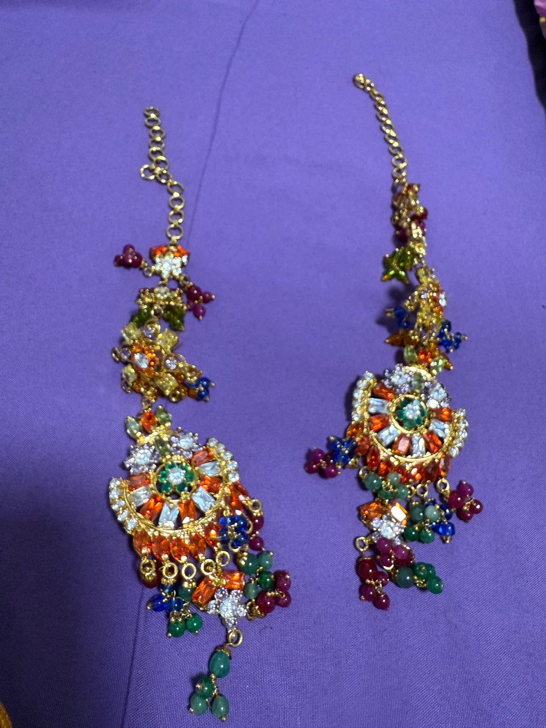 Multi-coloured Necklace Set with Earrings - photo 3