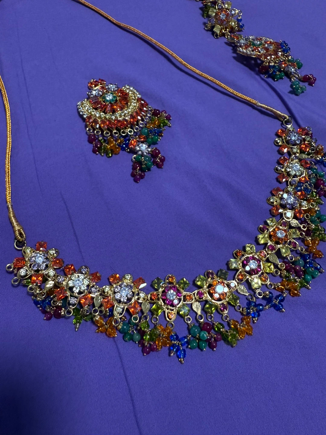 Multi-coloured Necklace Set with Earrings - photo 2