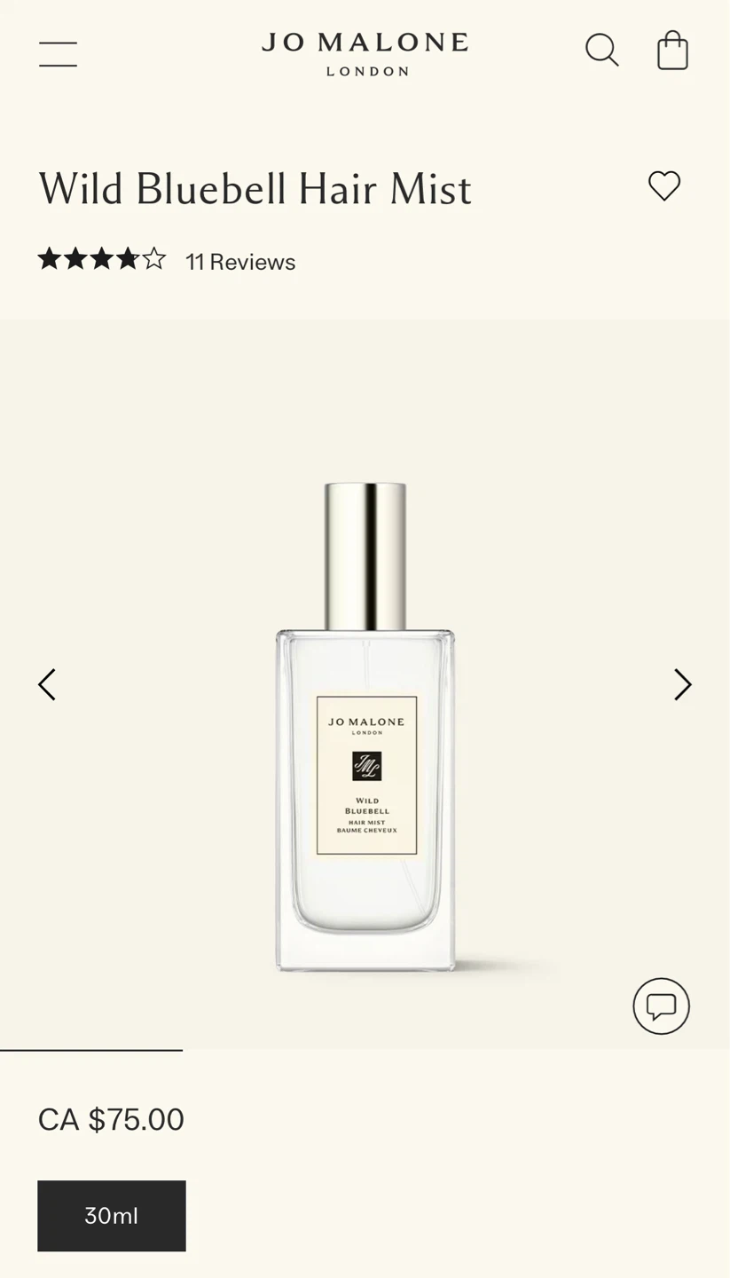 (Retail $85)New Jo Malone Wild Bluebell Hair Mist 30ml - photo 5