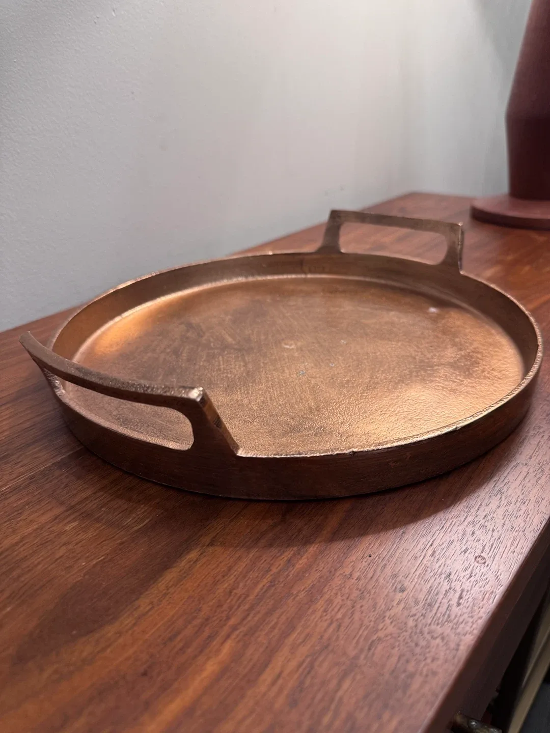 Bronze Round Serving Tray with Handles