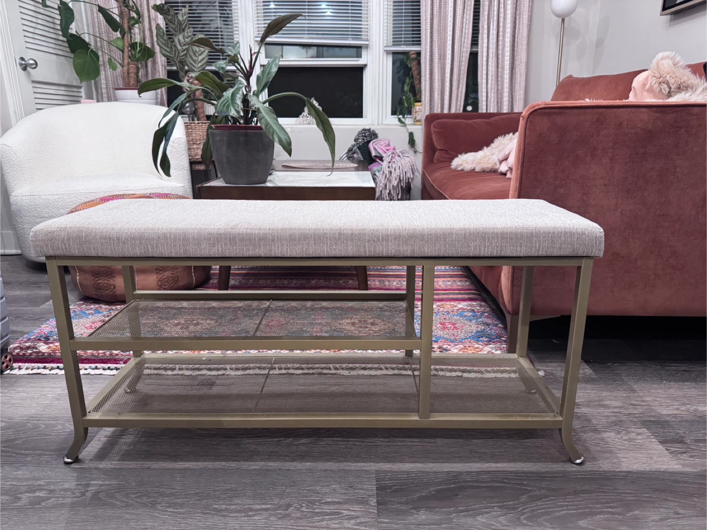 Storage Bench with Two Shelves - photo 3