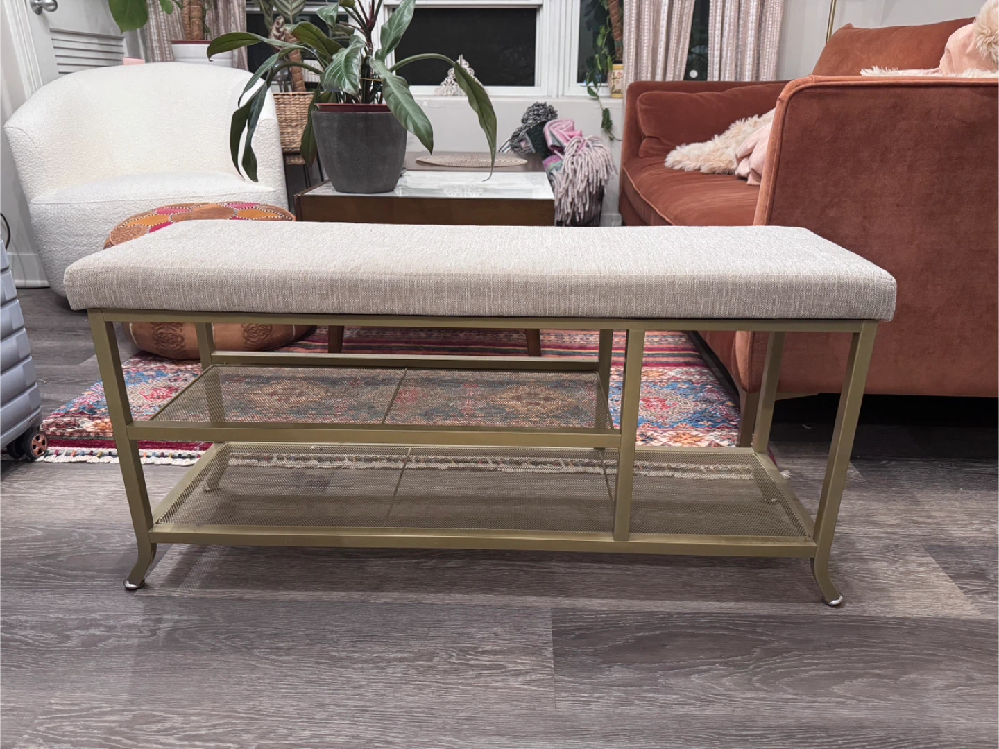 Storage Bench with Two Shelves