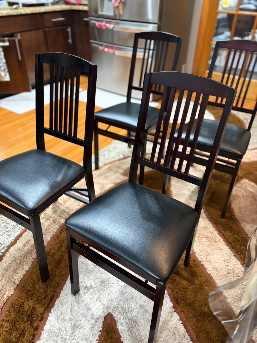 Set of 4 Black Dining Chairs with Padded Seats - photo 4