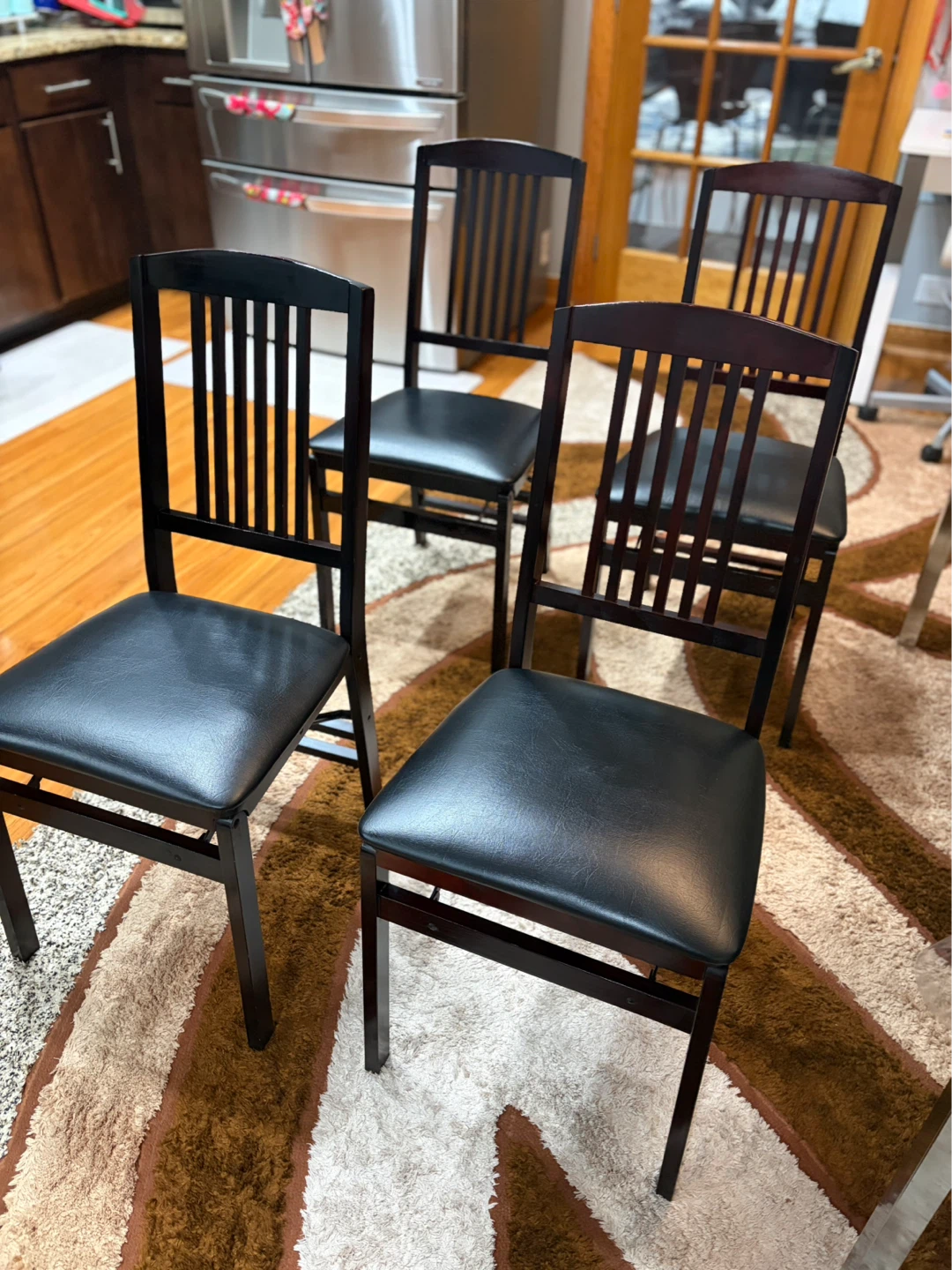 Set of 4 Black Dining Chairs with Padded Seats - photo 2
