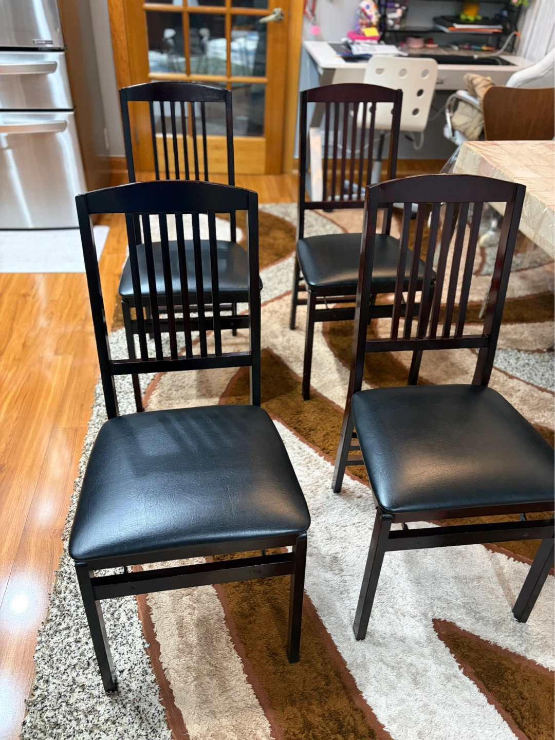 Set of 4 Black Dining Chairs with Padded Seats - photo 3
