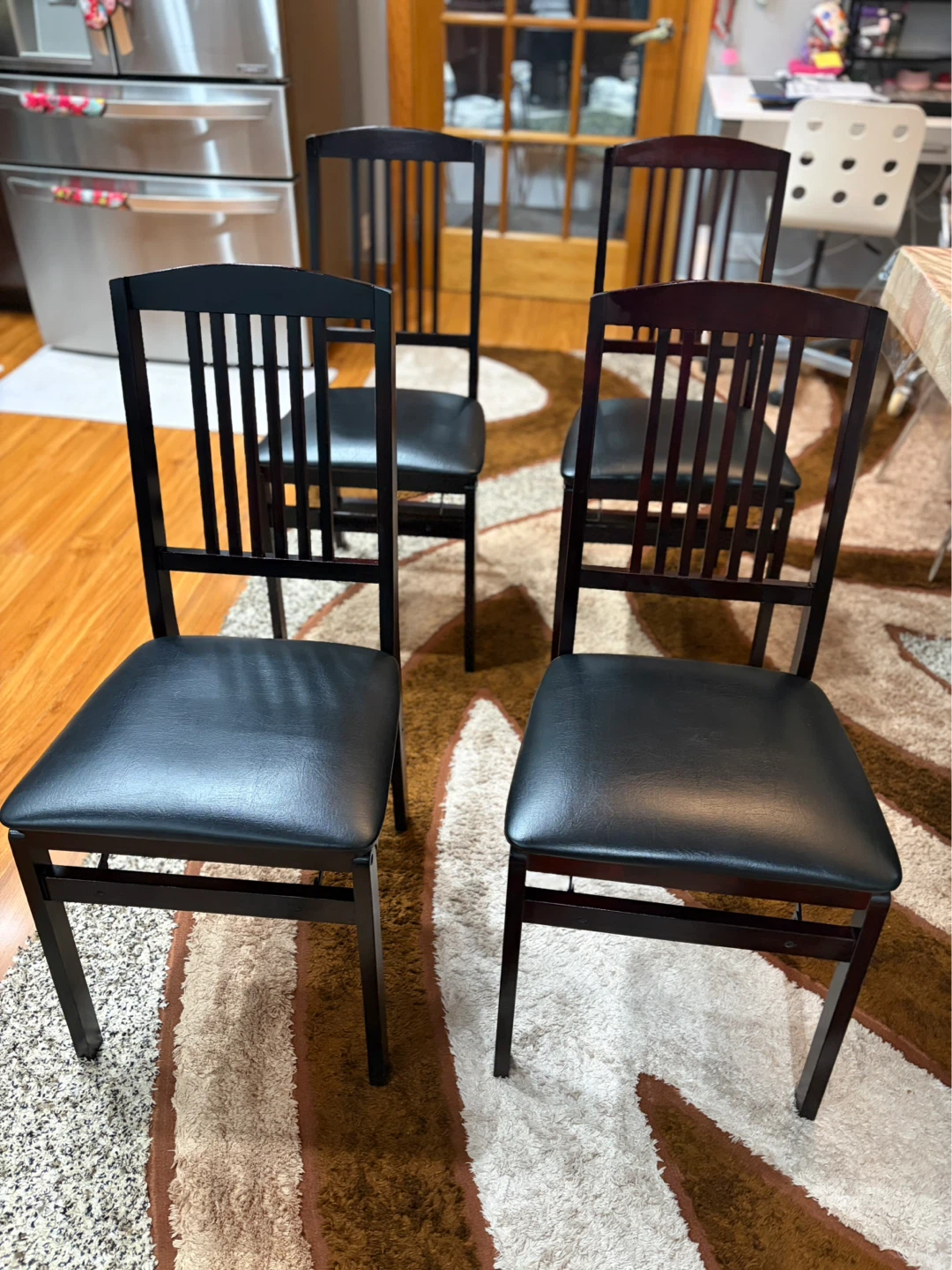 Set of 4 Black Dining Chairs with Padded Seats