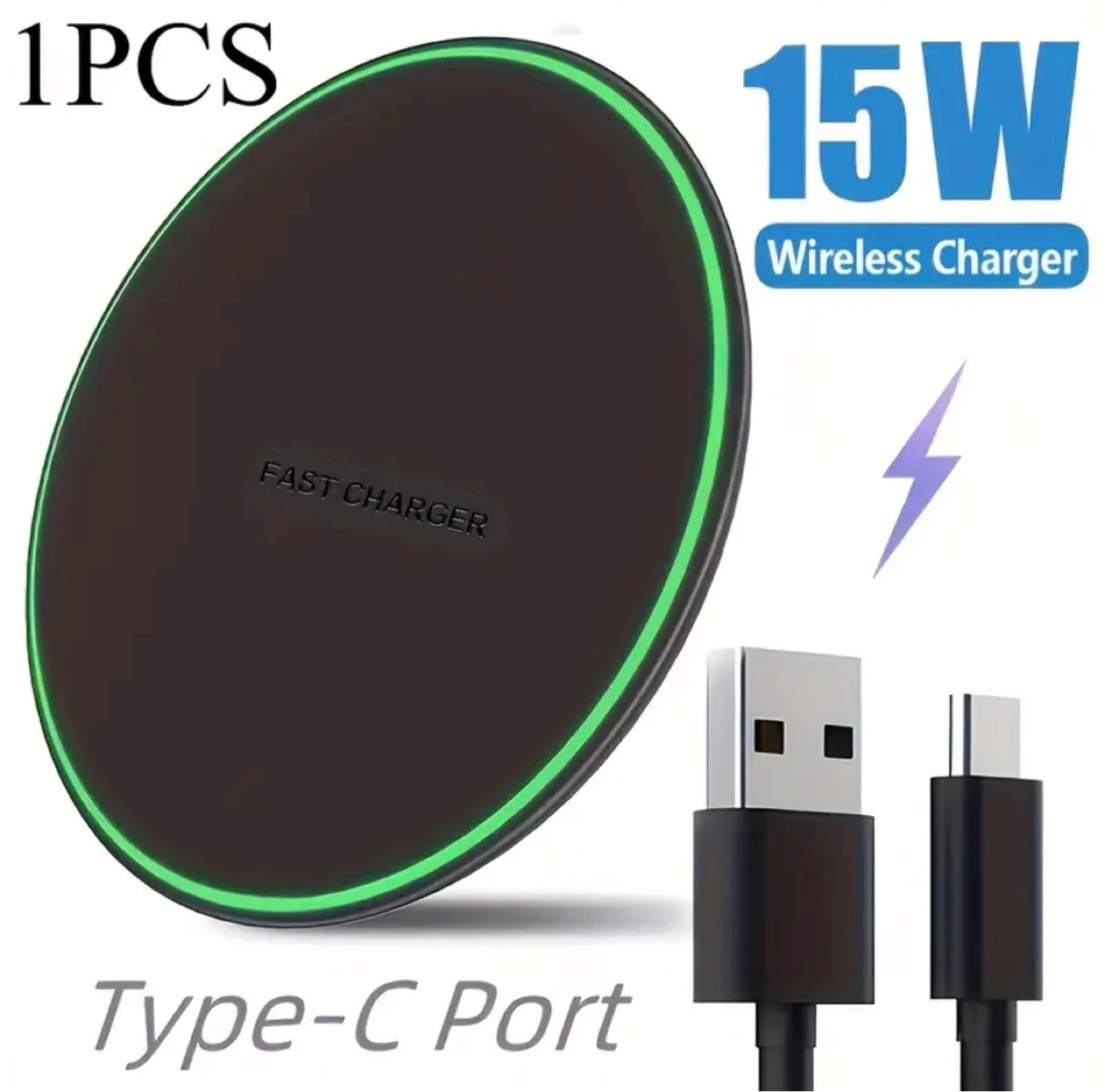 15W Fast Wireless Charger Pad - Black - photo 2