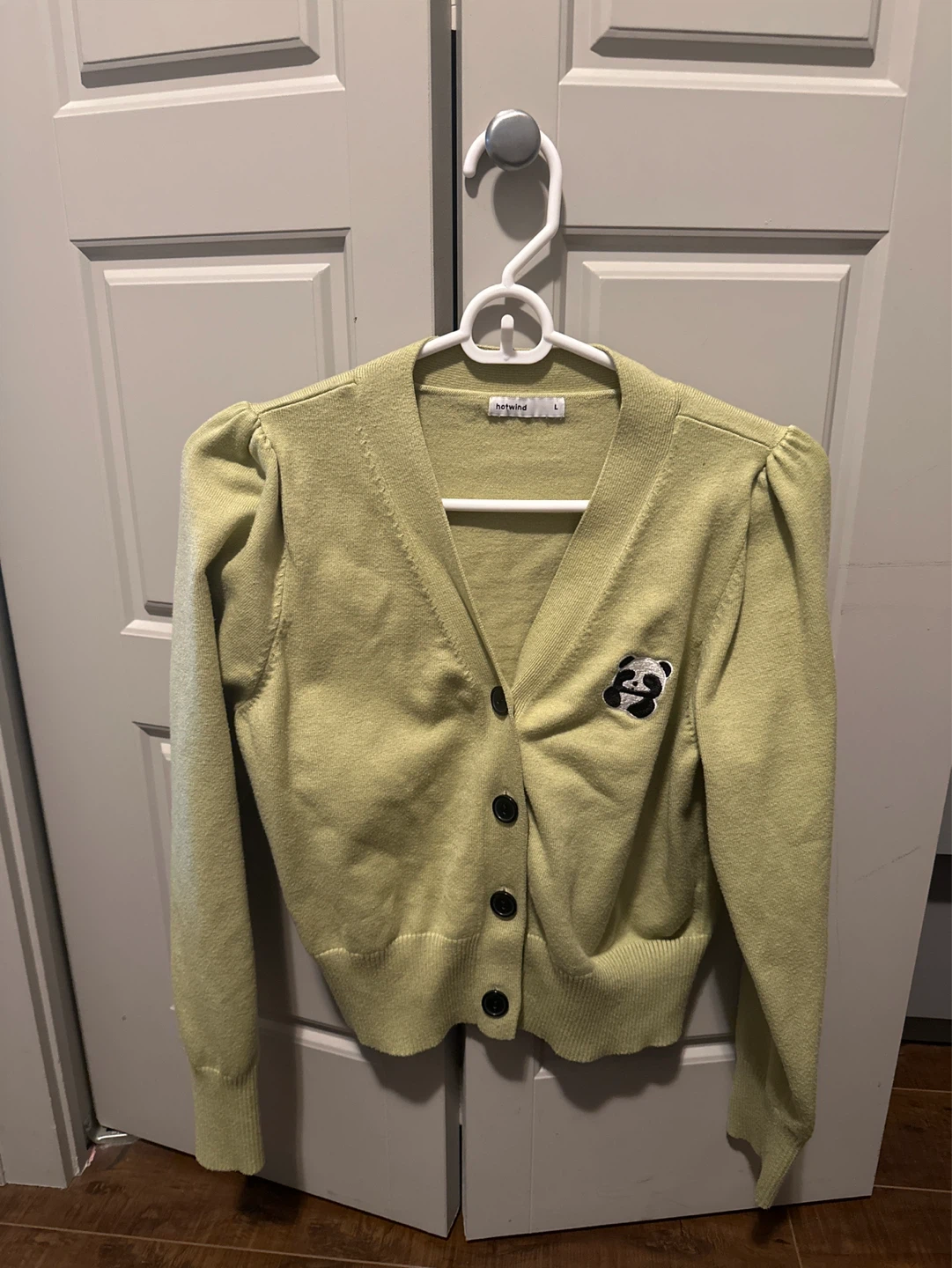 Hotwind Panda Cardigan - Light Green, Size L