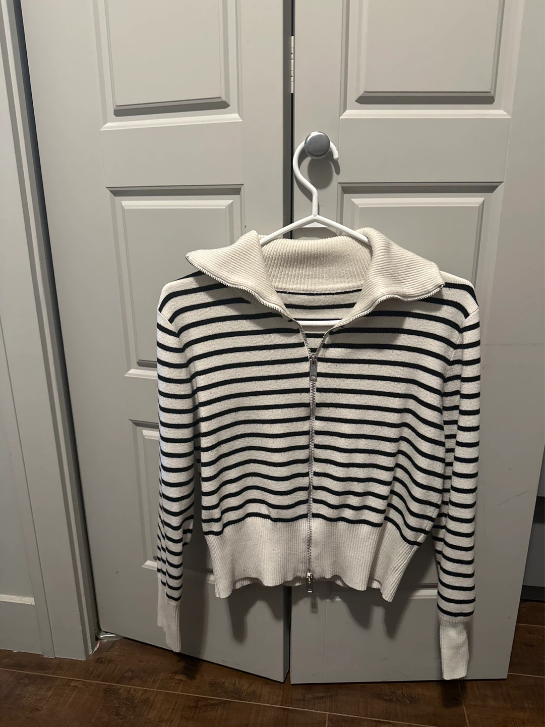Striped Zip-Up Sweater