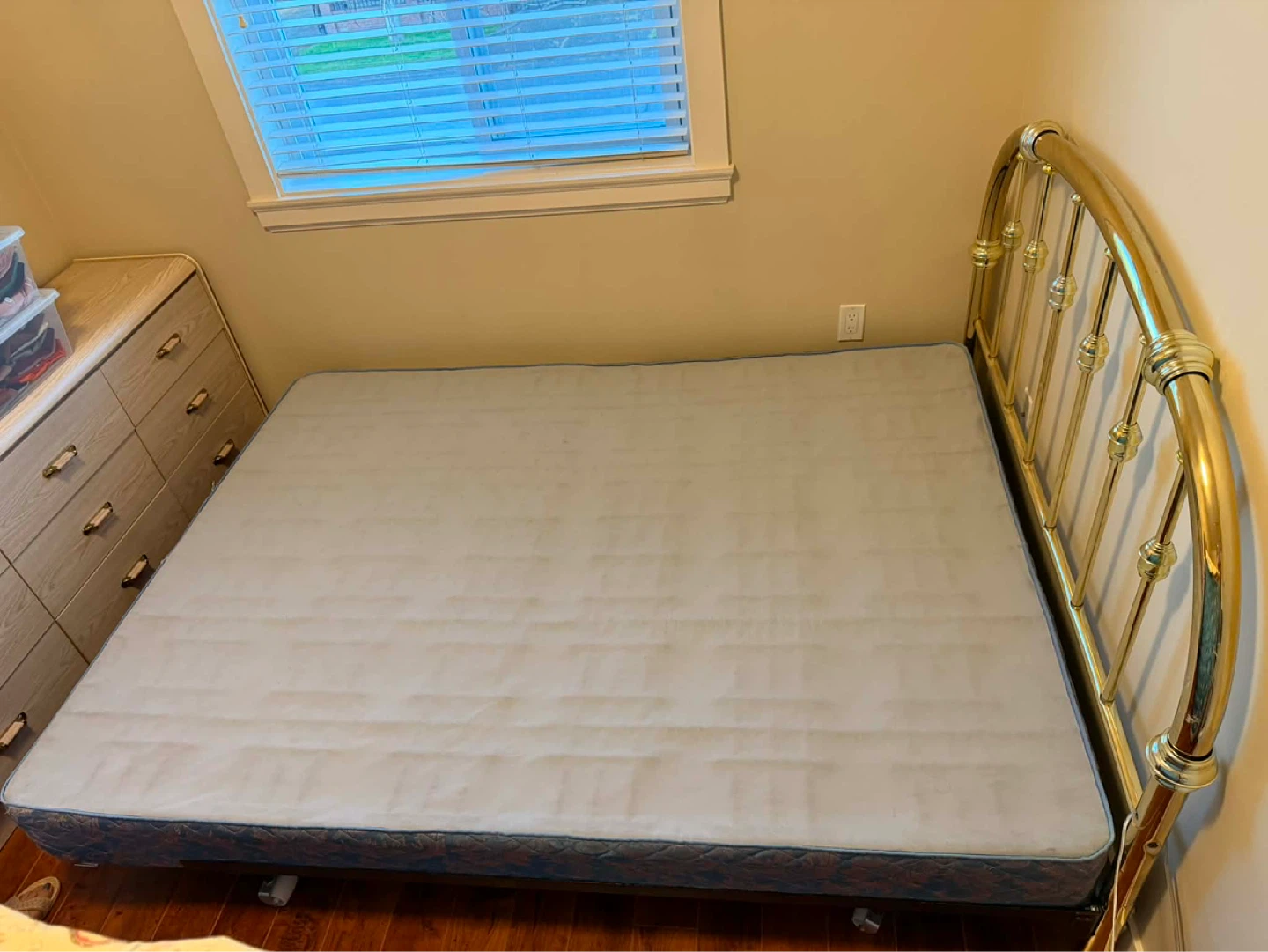 Brass Headboard Metal Bed Frame with box spring - photo 2