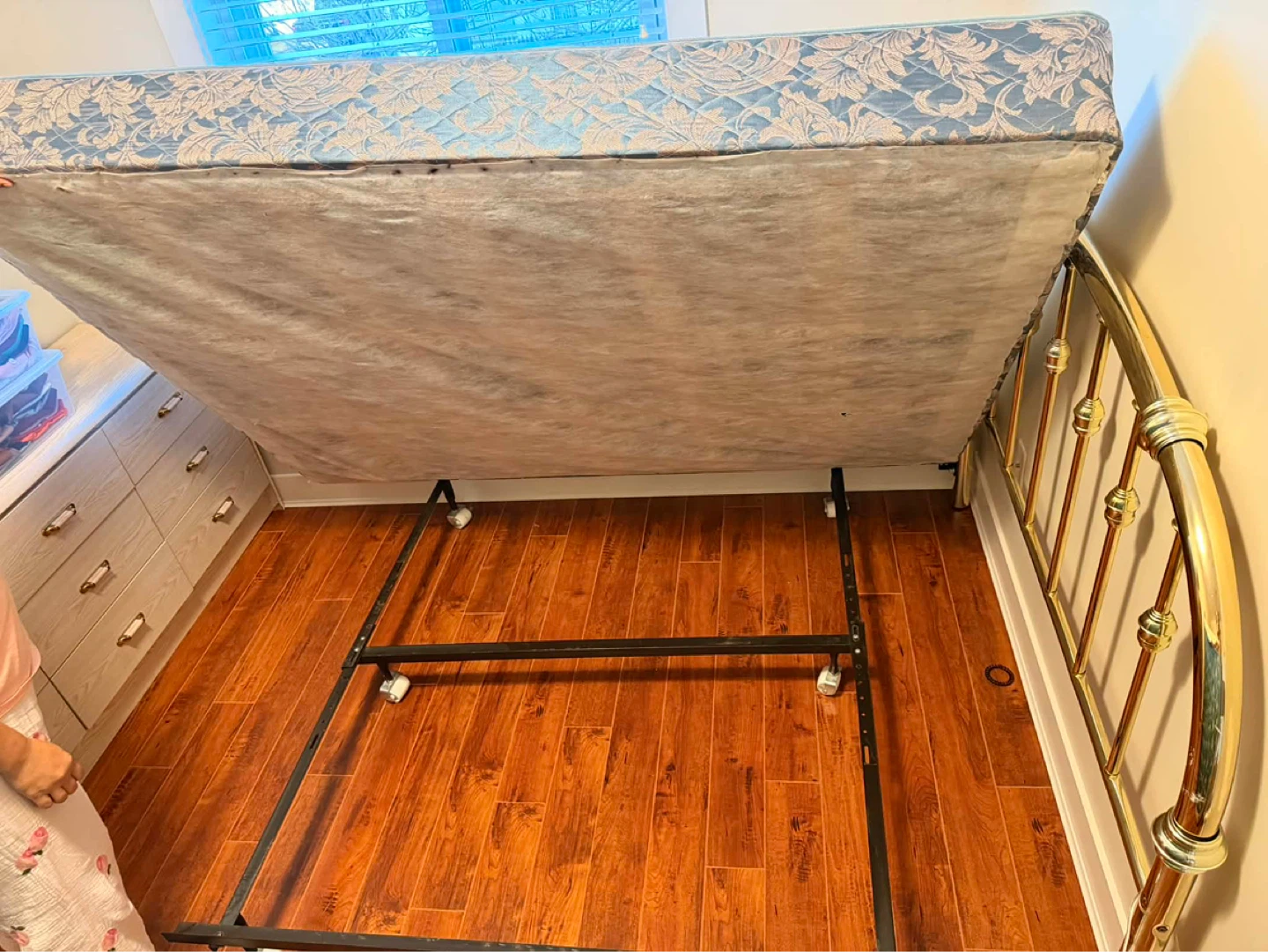 Brass Headboard Metal Bed Frame with box spring - photo 3
