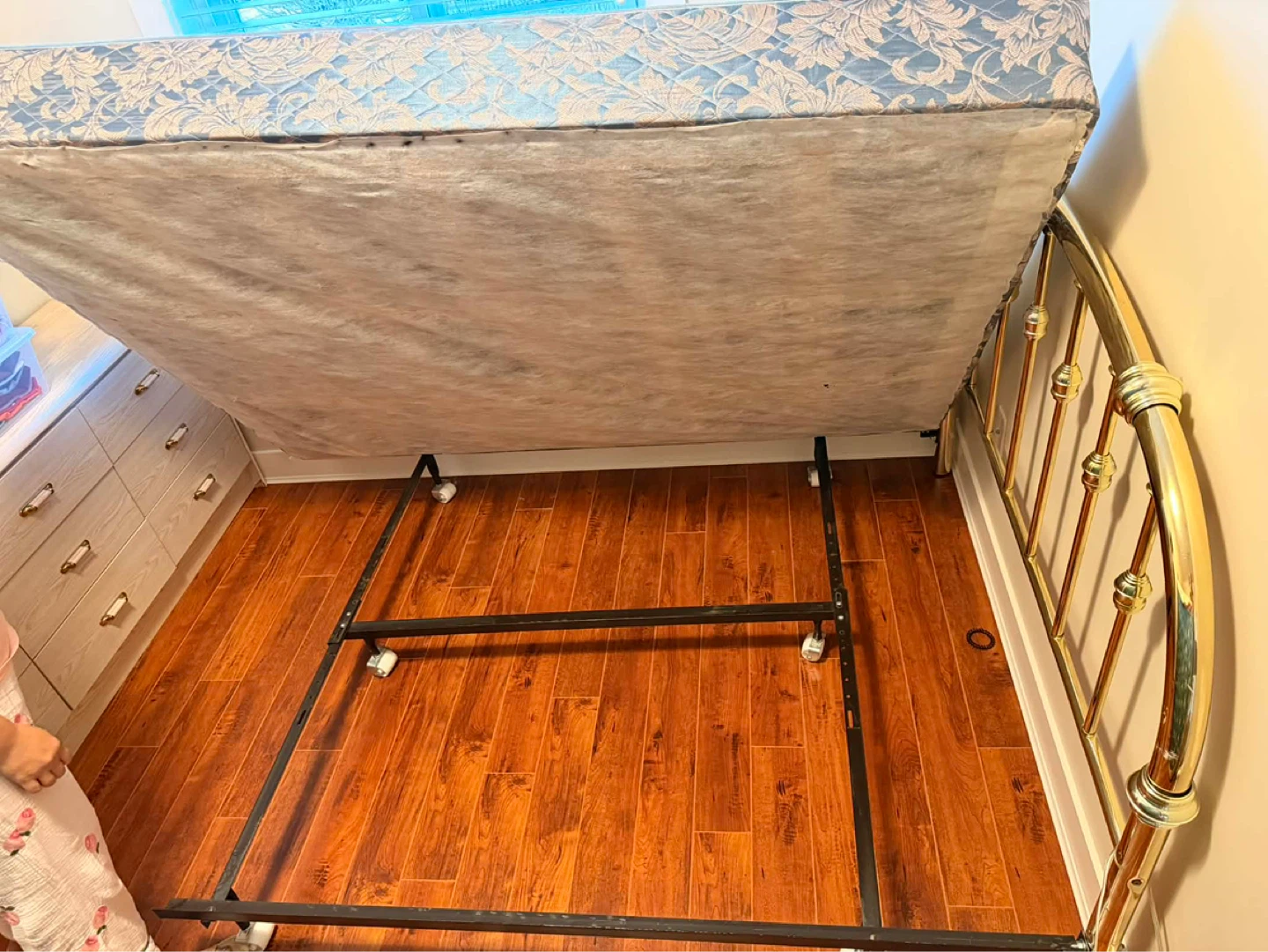 Brass Headboard Metal Bed Frame with box spring - photo 4