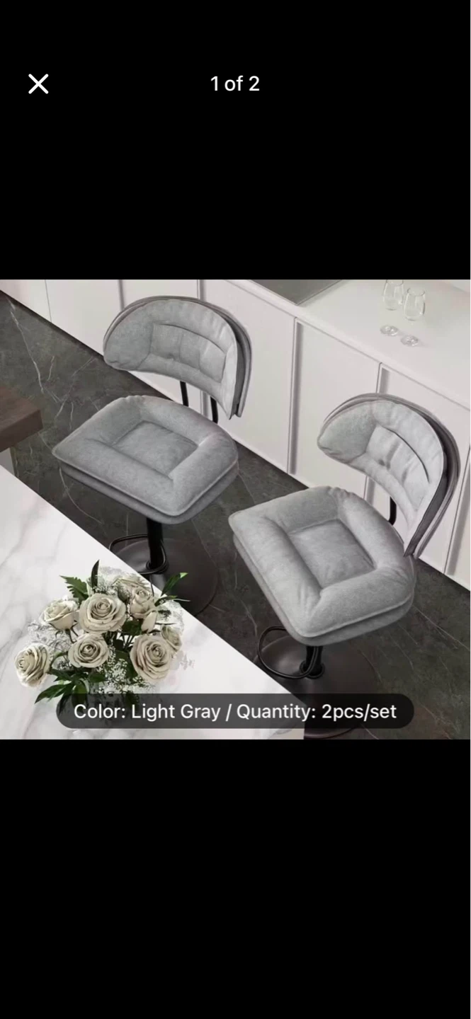 Set of 2 Light Grey Swivel Bar Stools