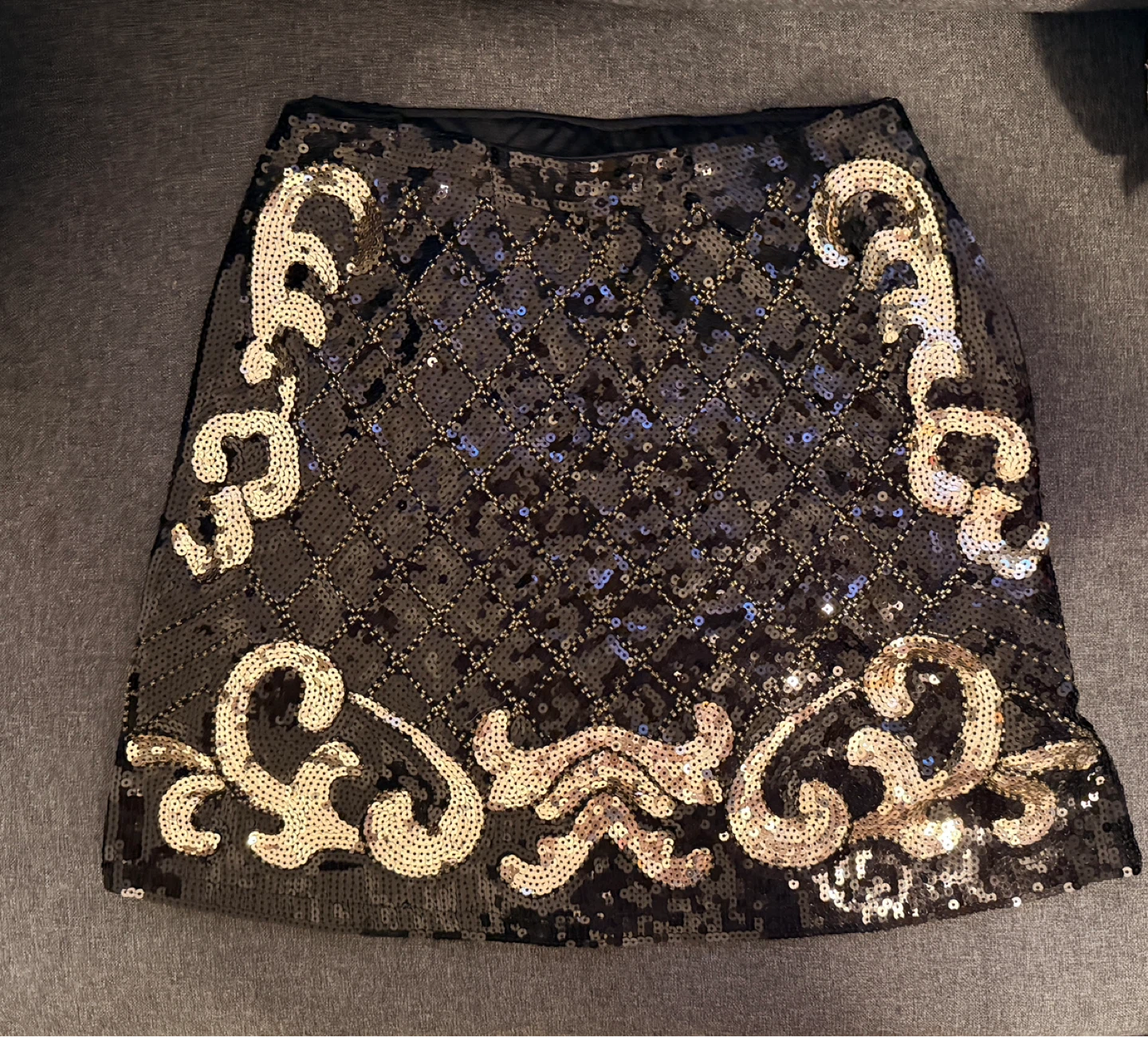Sparkly Black and Gold Sequin Mini Skirt