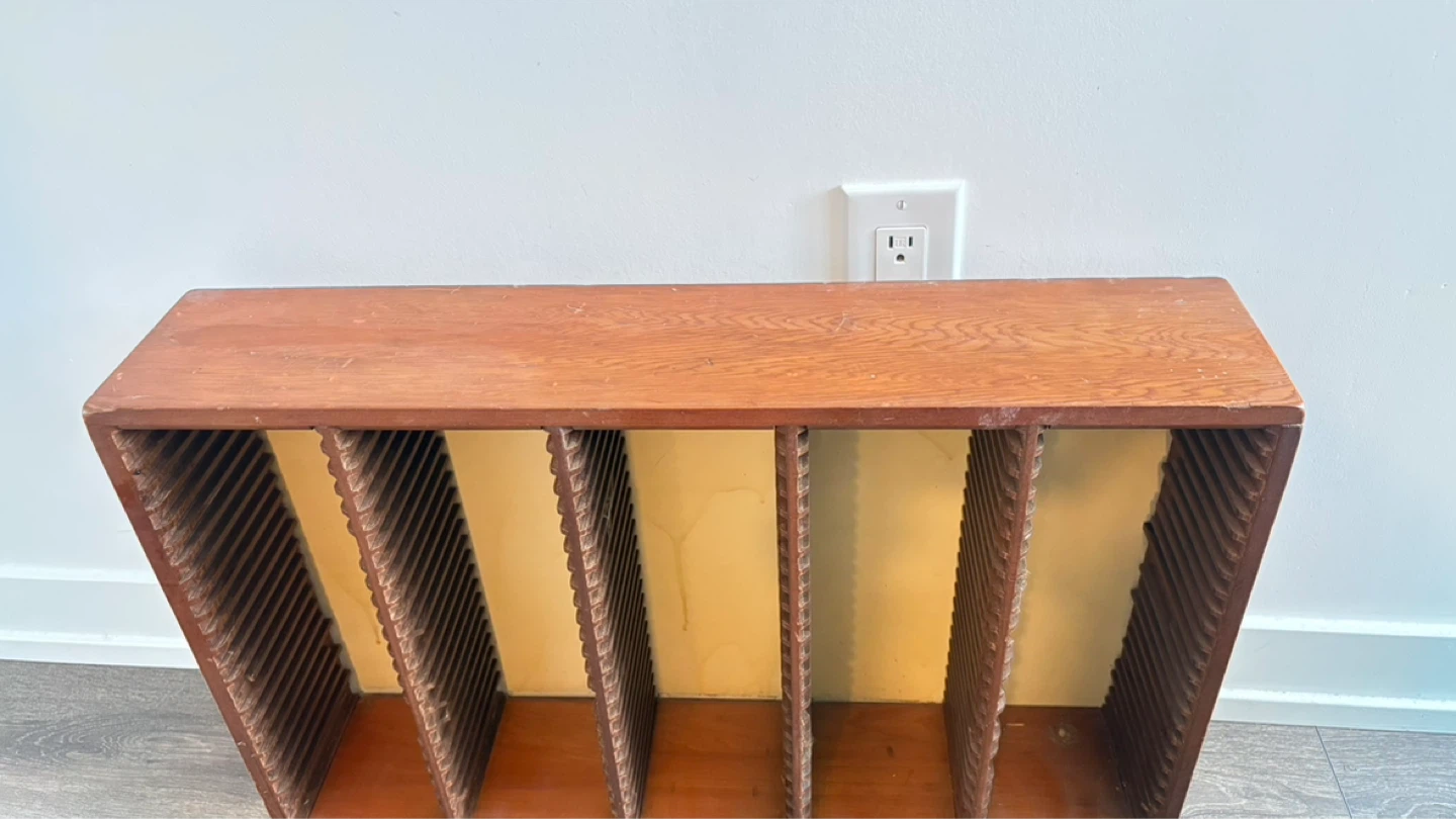 Vintage Wooden Record Storage Shelf - photo 3